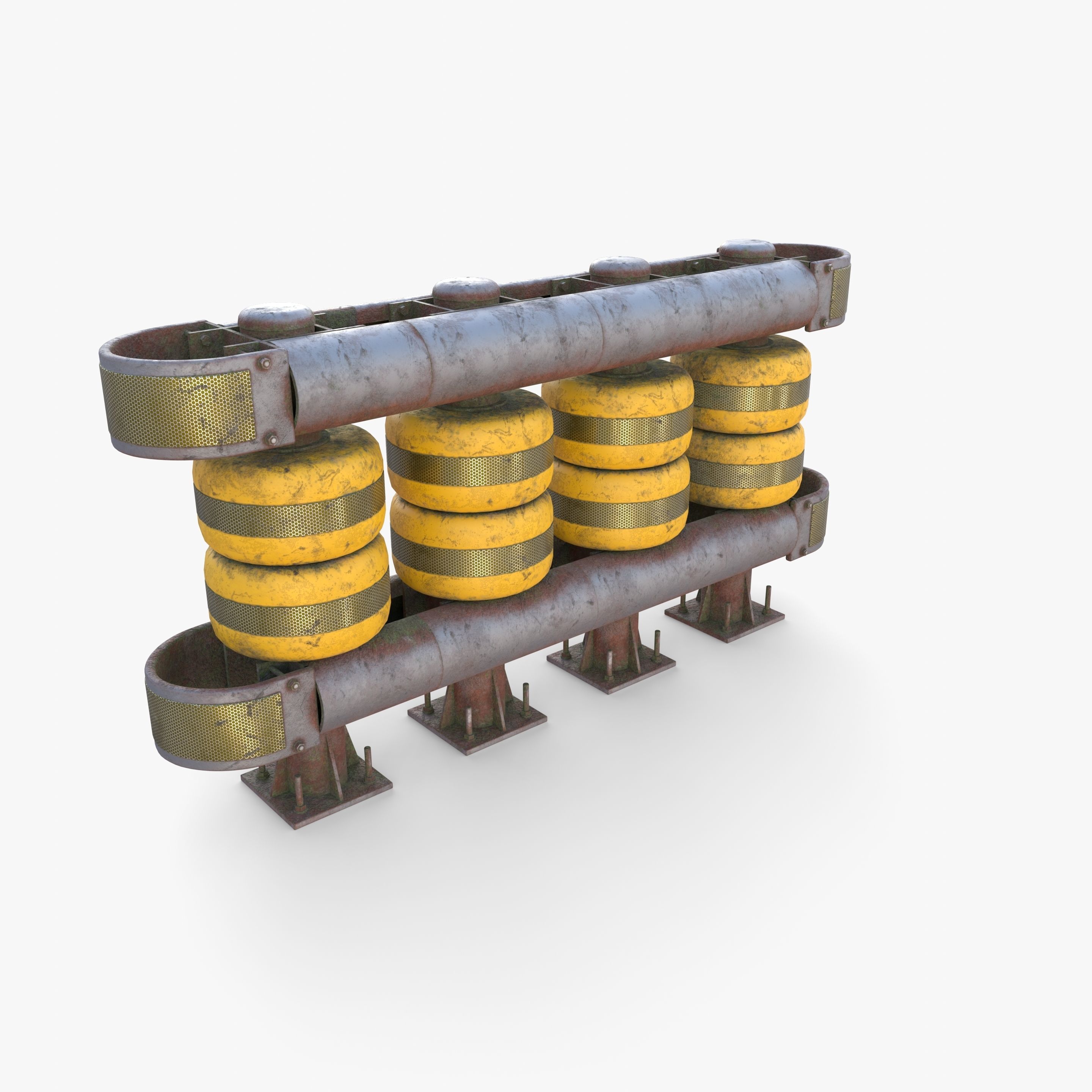 Tileable rolling barrier v1 weathered 3D model_5