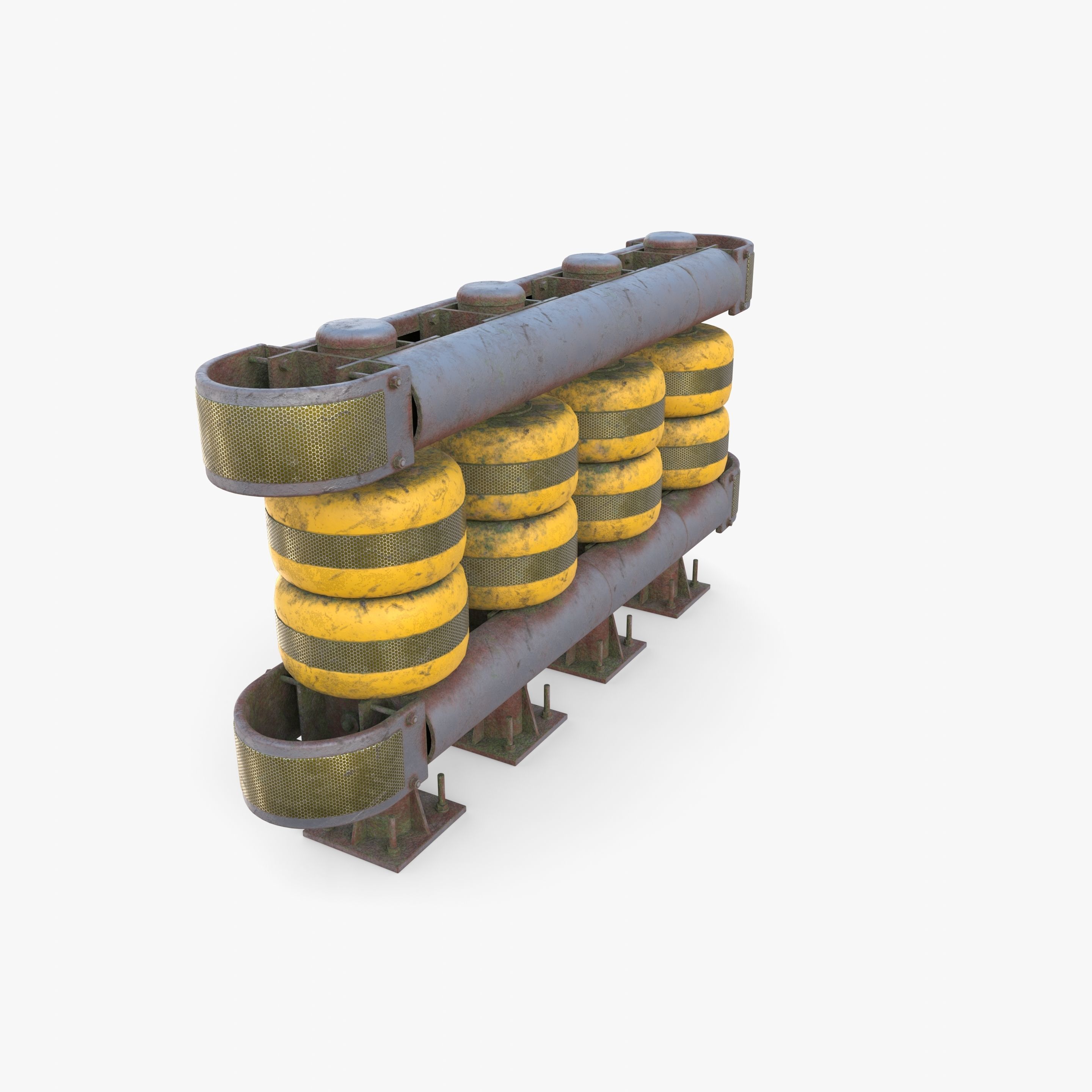 Tileable rolling barrier v1 weathered 3D model_3