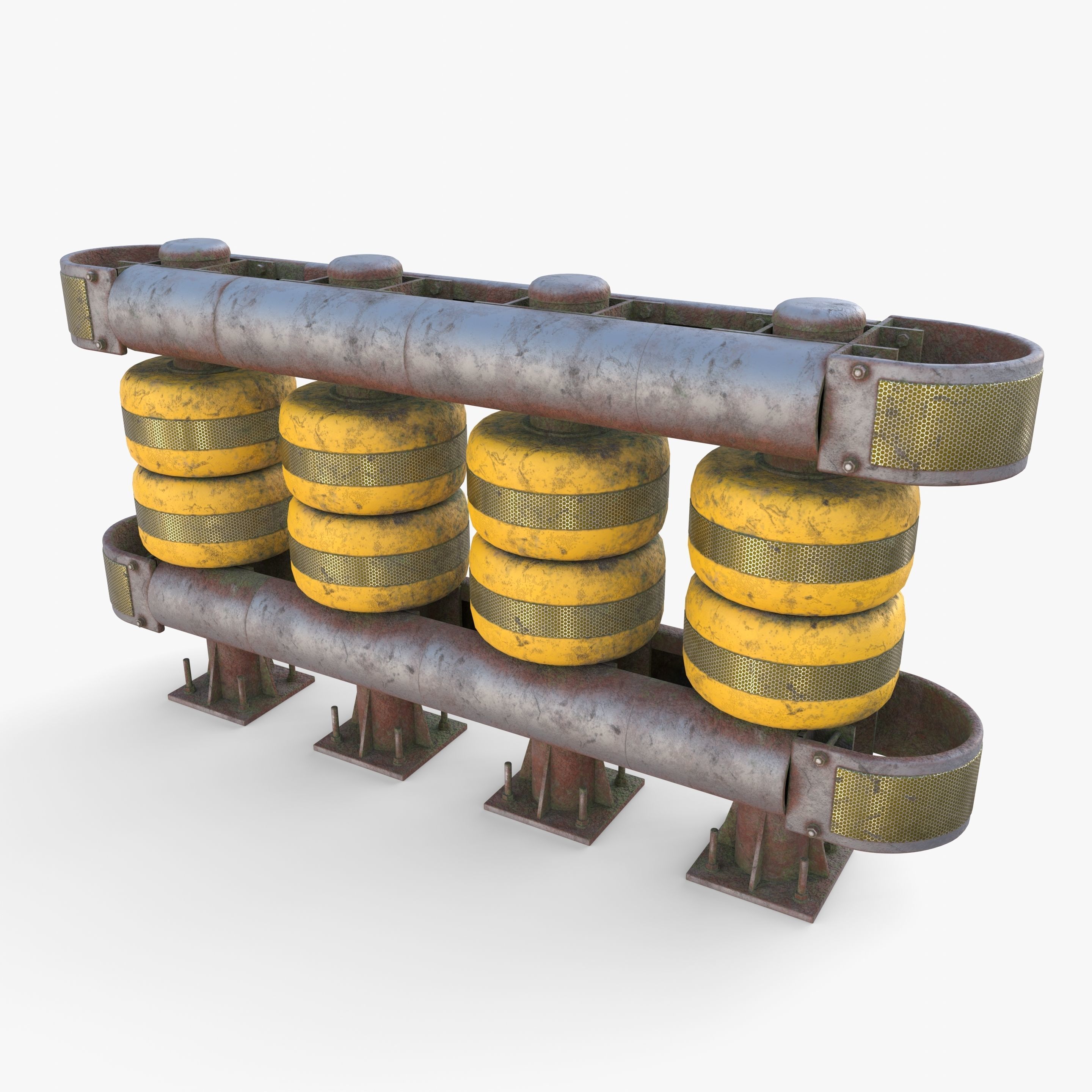 Tileable rolling barrier v1 weathered 3D model_8