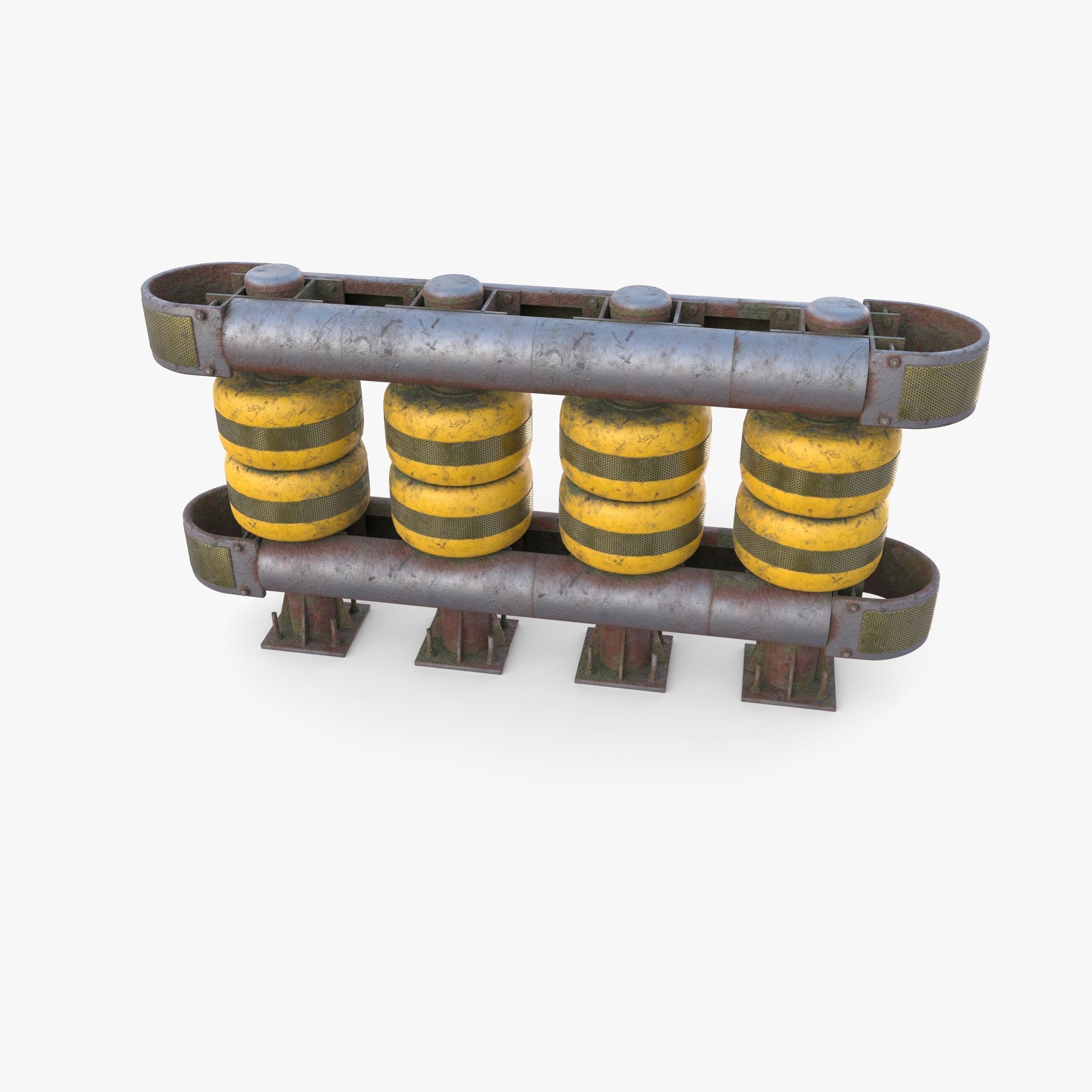 Tileable rolling barrier v1 weathered 3D model_6