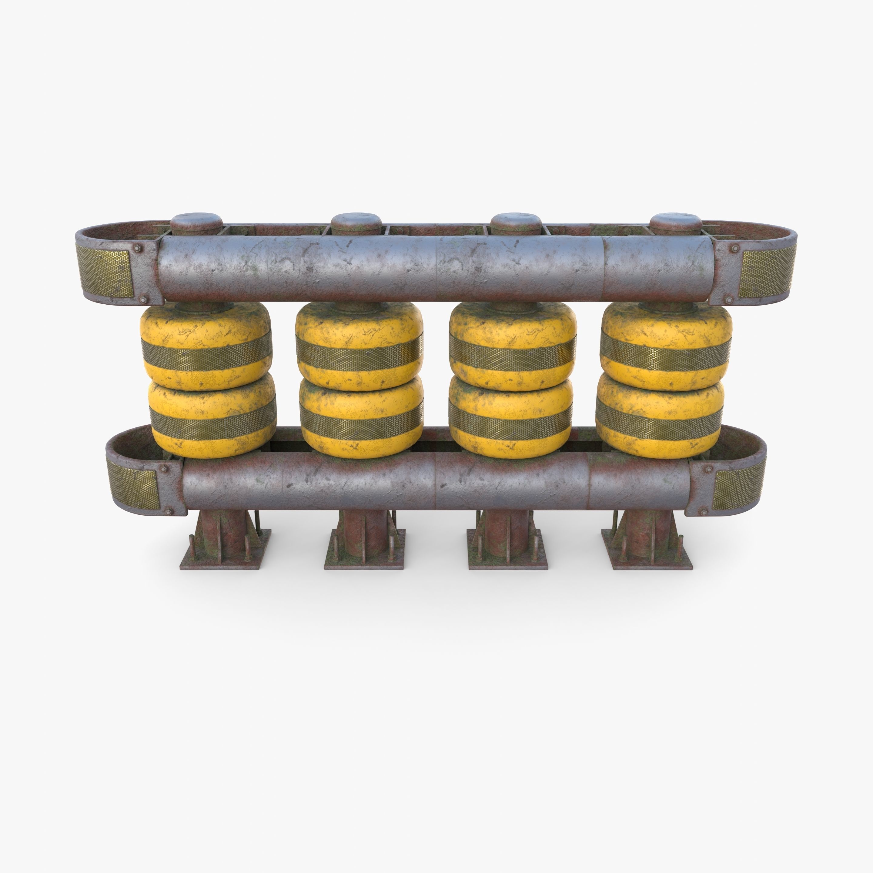 Tileable rolling barrier v1 weathered 3D model_4