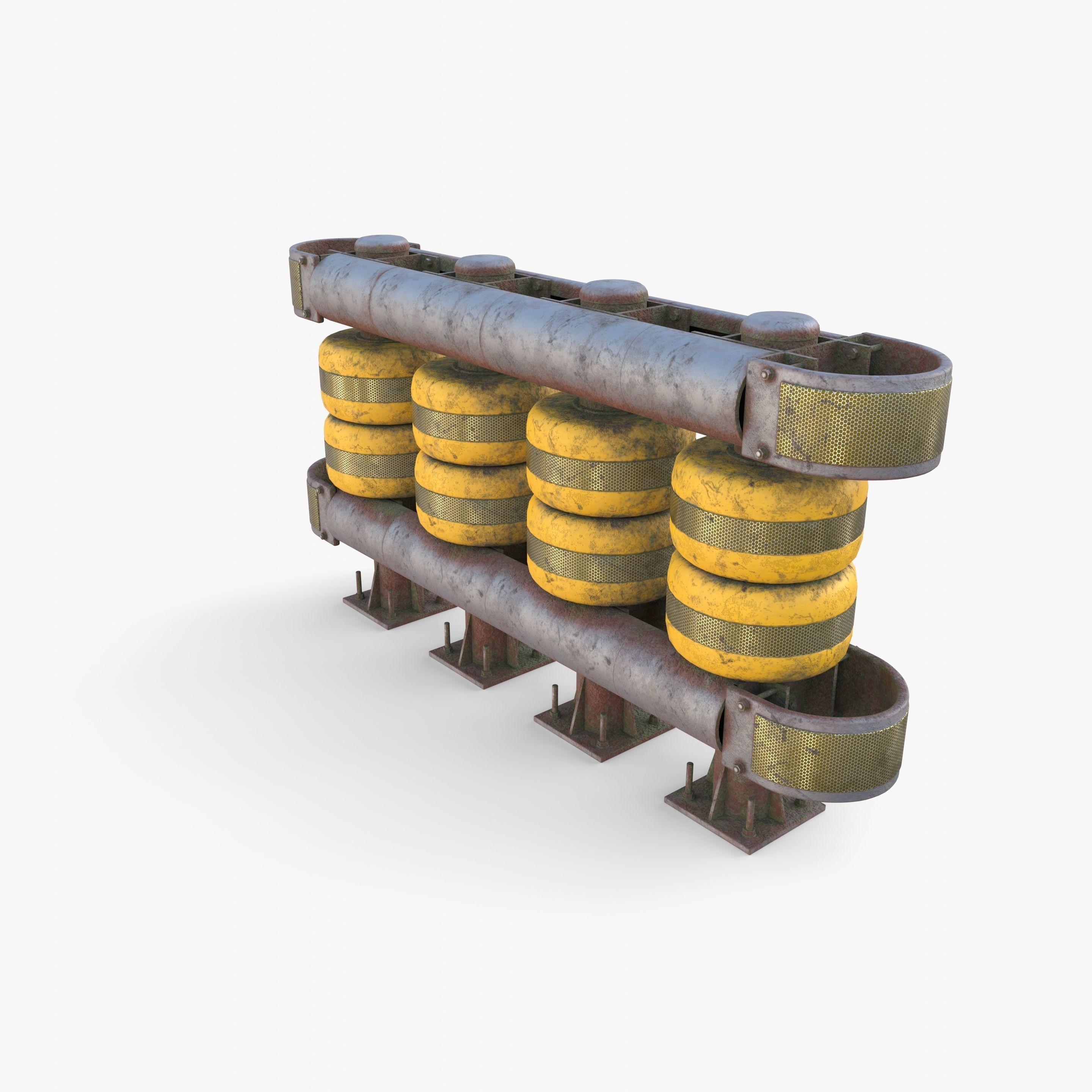 Tileable rolling barrier v1 weathered 3D model_1