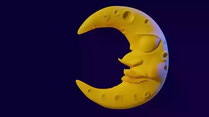 Stylized Cartoon Sculped High poly Moon  3D model