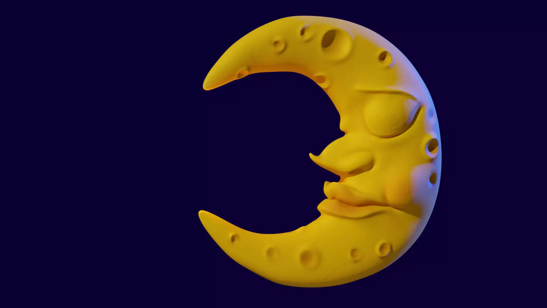 Stylized Cartoon Sculped High poly Moon 3D model