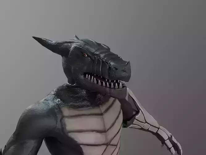 Repteloid man in dragon costume