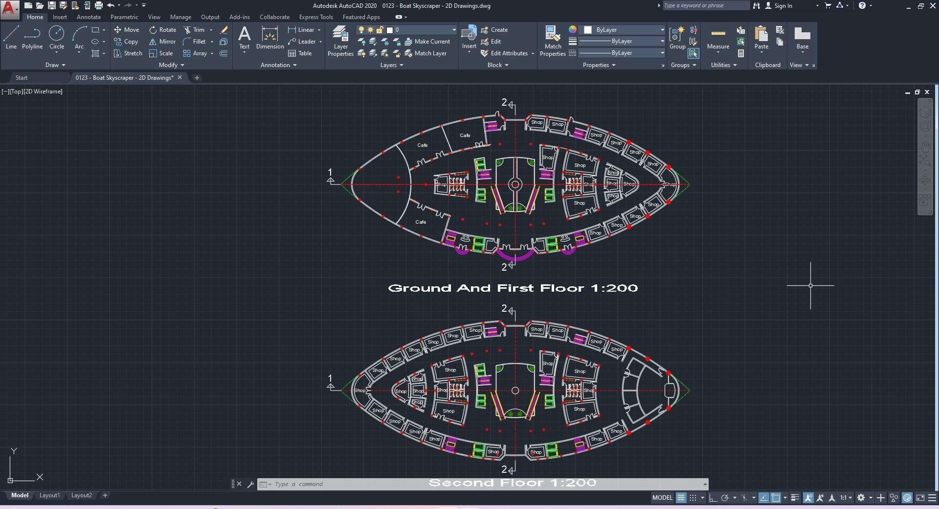 0123 - Boat Skyscraper - 2Ds Drawing - 3Ds Files 3D model_27