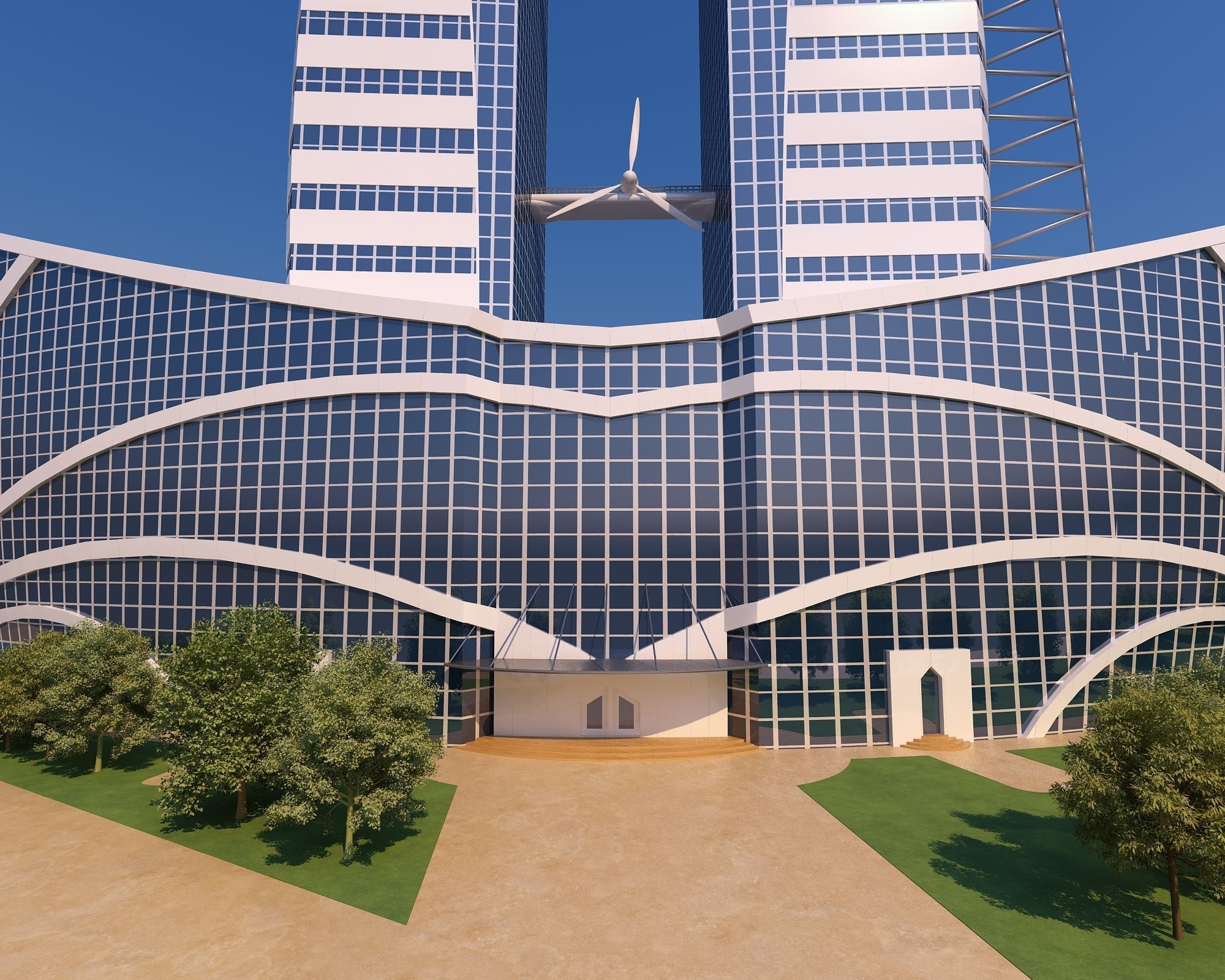 0123 - Boat Skyscraper - 2Ds Drawing - 3Ds Files 3D model_8