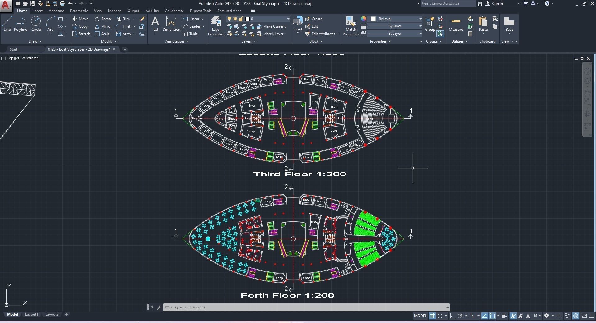 0123 - Boat Skyscraper - 2Ds Drawing - 3Ds Files 3D model_28