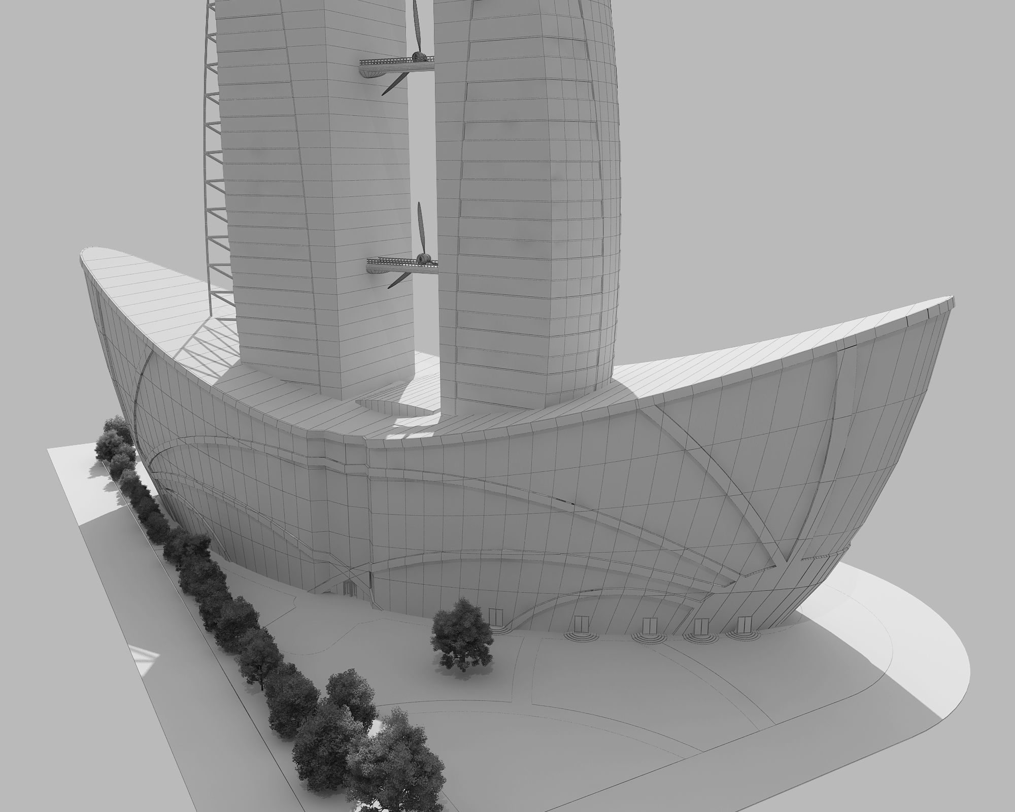0123 - Boat Skyscraper - 2Ds Drawing - 3Ds Files 3D model_13