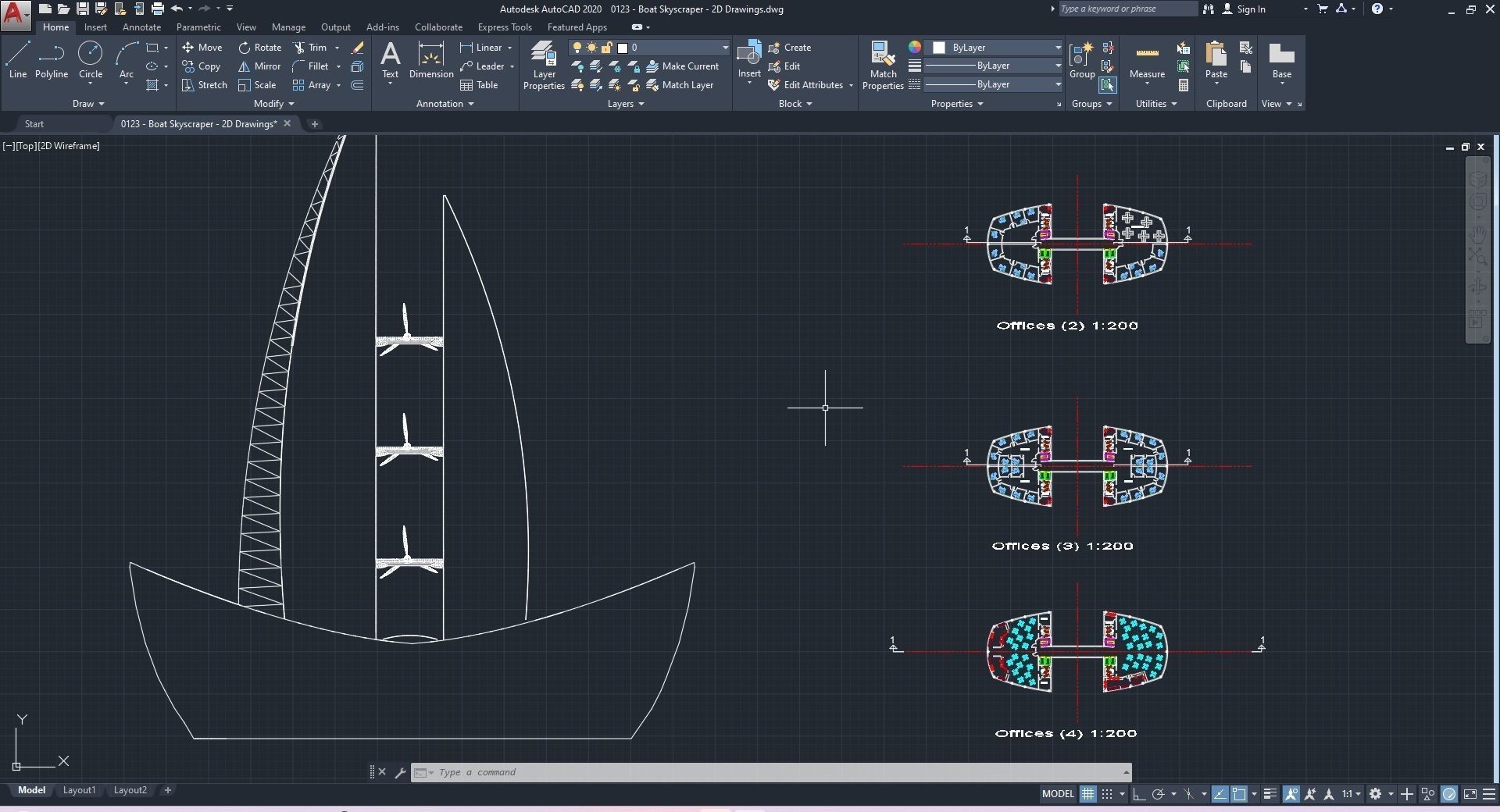 0123 - Boat Skyscraper - 2Ds Drawing - 3Ds Files 3D model_30