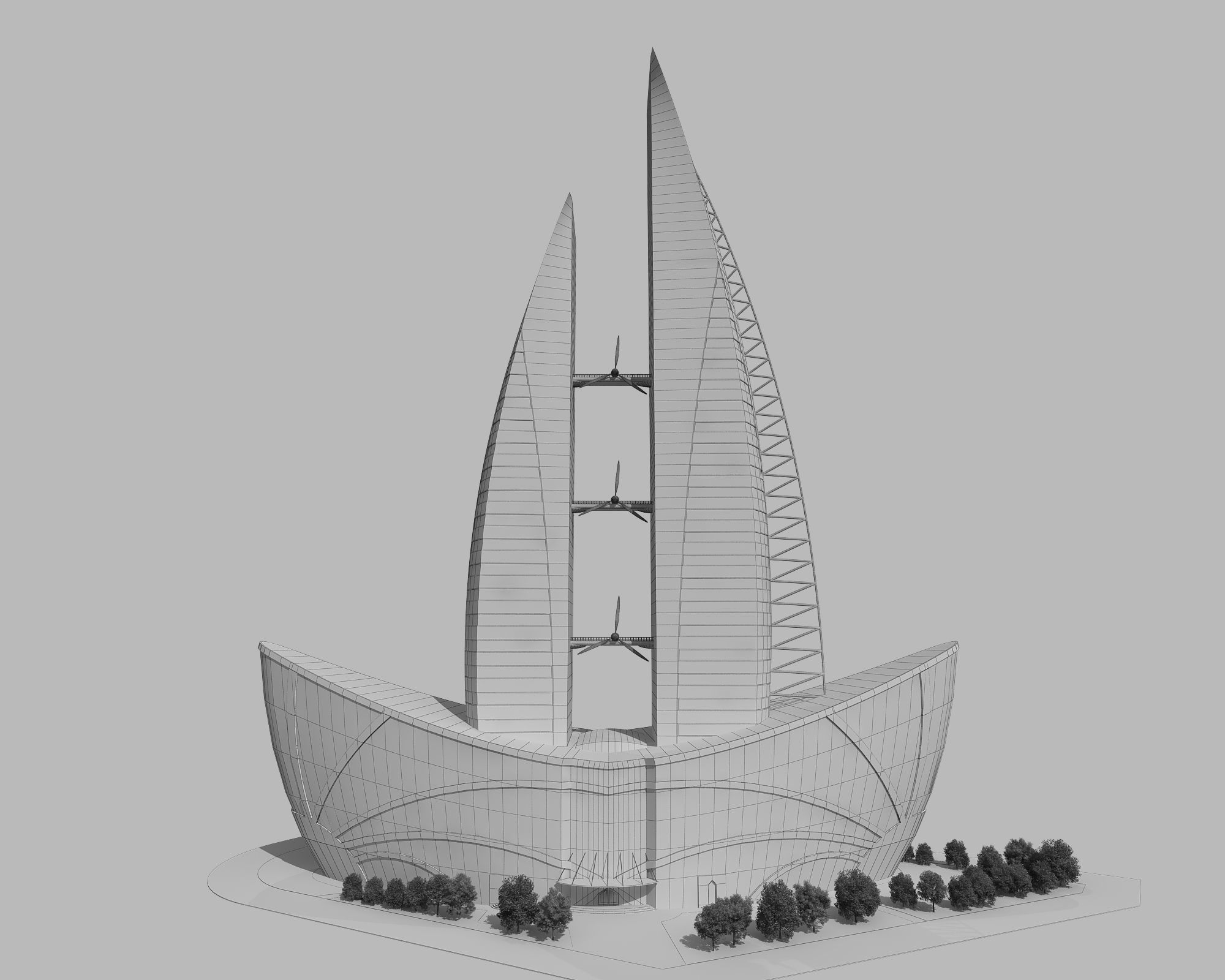 0123 - Boat Skyscraper - 2Ds Drawing - 3Ds Files 3D model_15