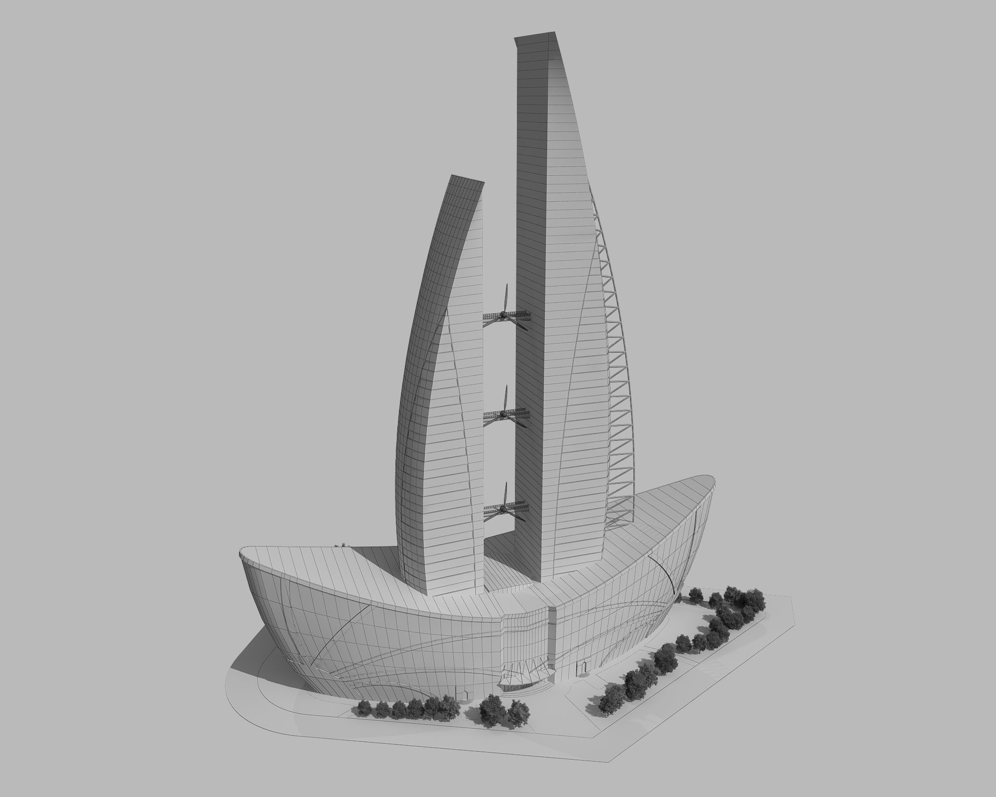 0123 - Boat Skyscraper - 2Ds Drawing - 3Ds Files 3D model_11