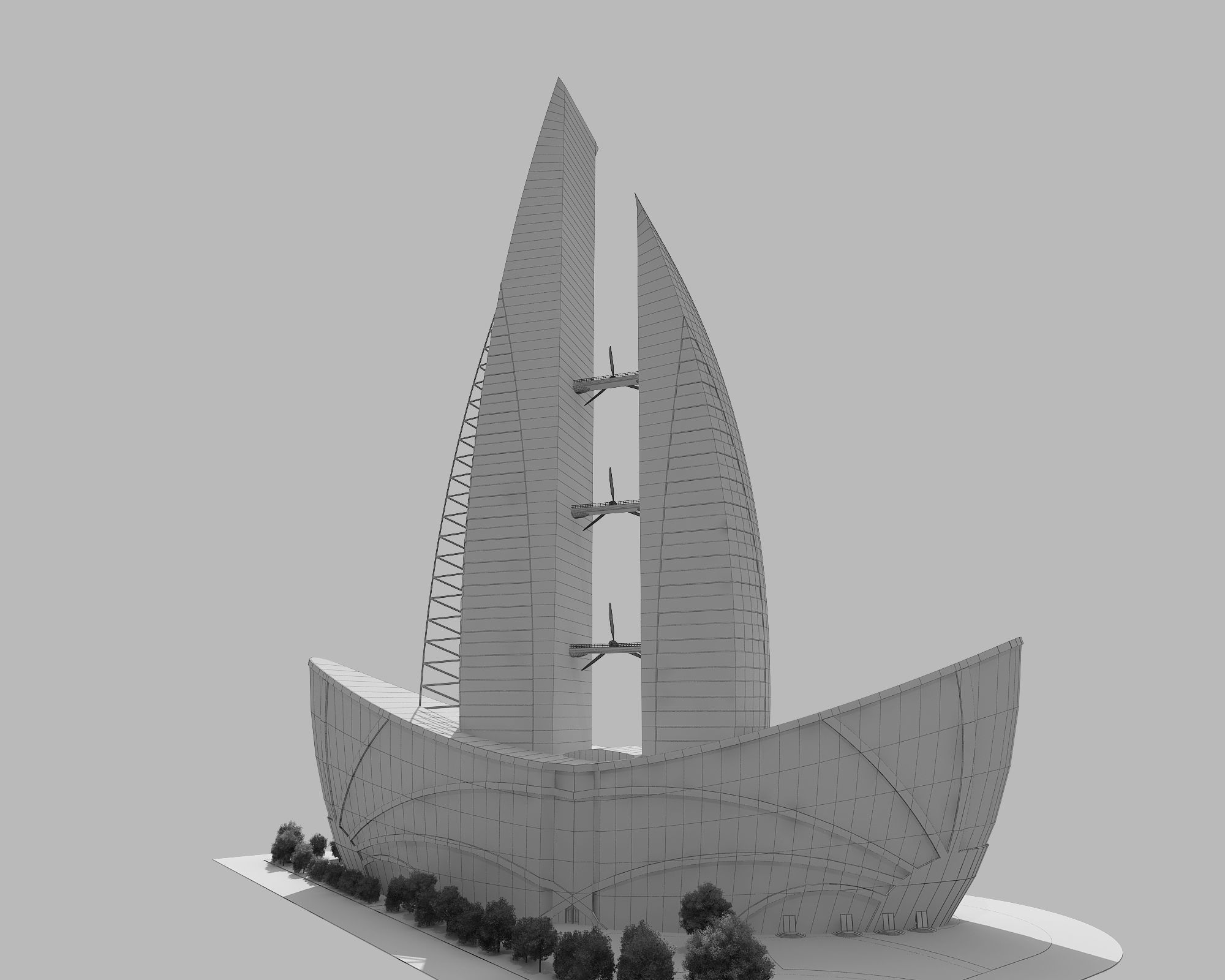 0123 - Boat Skyscraper - 2Ds Drawing - 3Ds Files 3D model_17