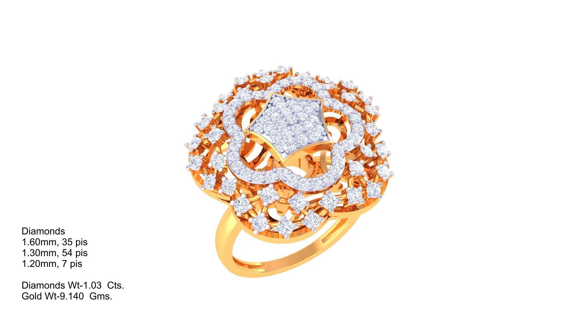 Women Fancy Stylish Flower Ring 3dm STL OBJ FBX Renders Details 3D print model_1