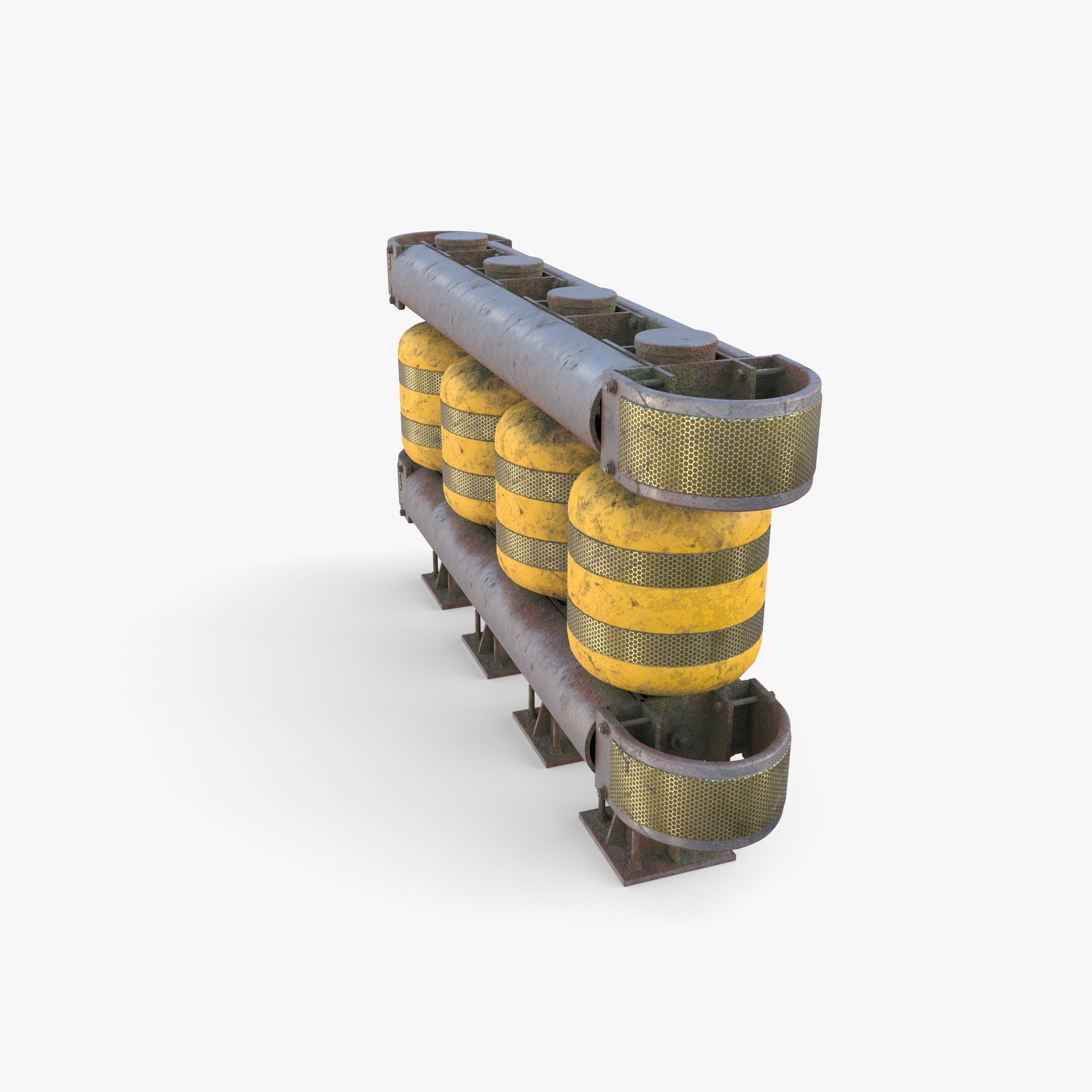 Tileable rolling barrier v2 weathered 3D model_2