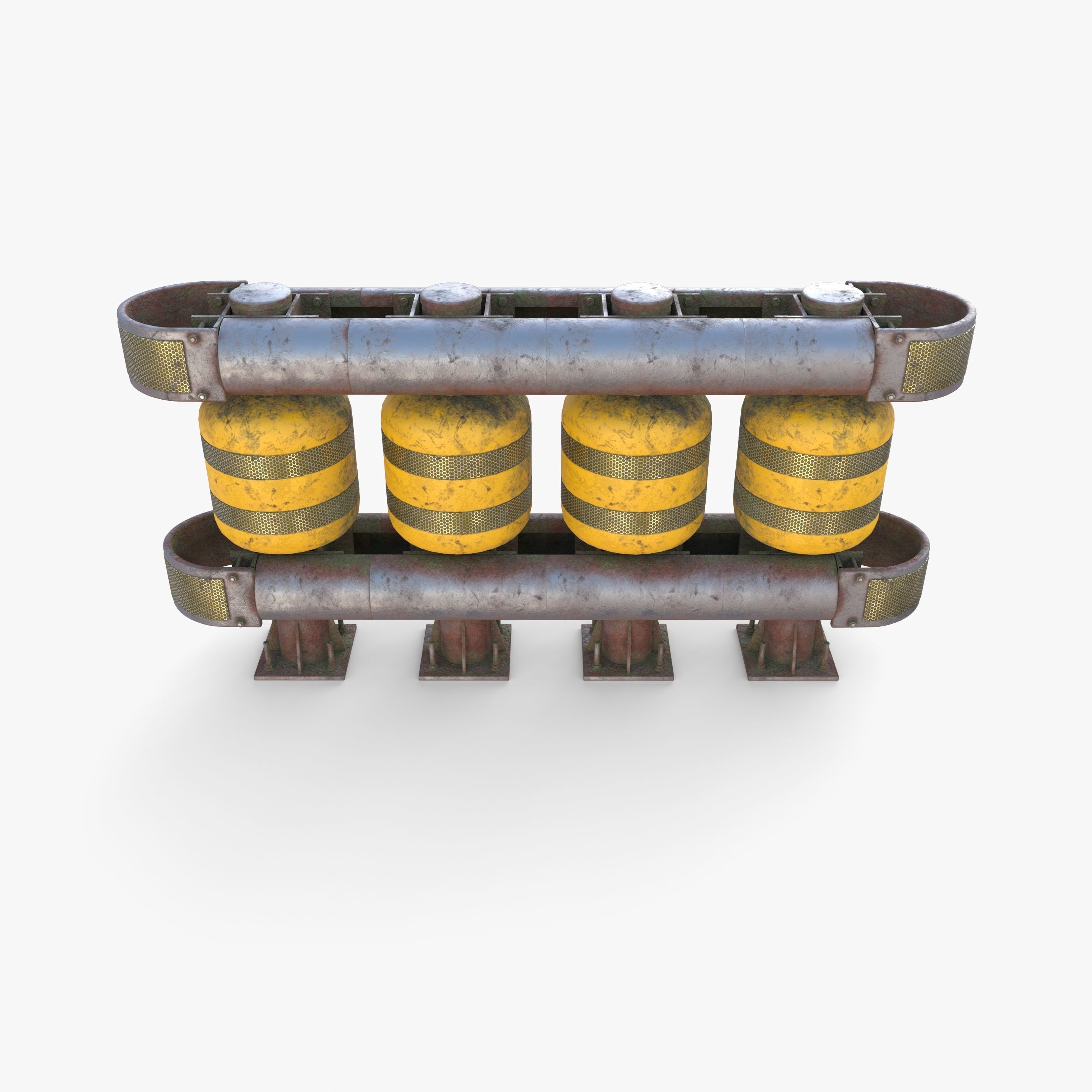 Tileable rolling barrier v2 weathered 3D model_6