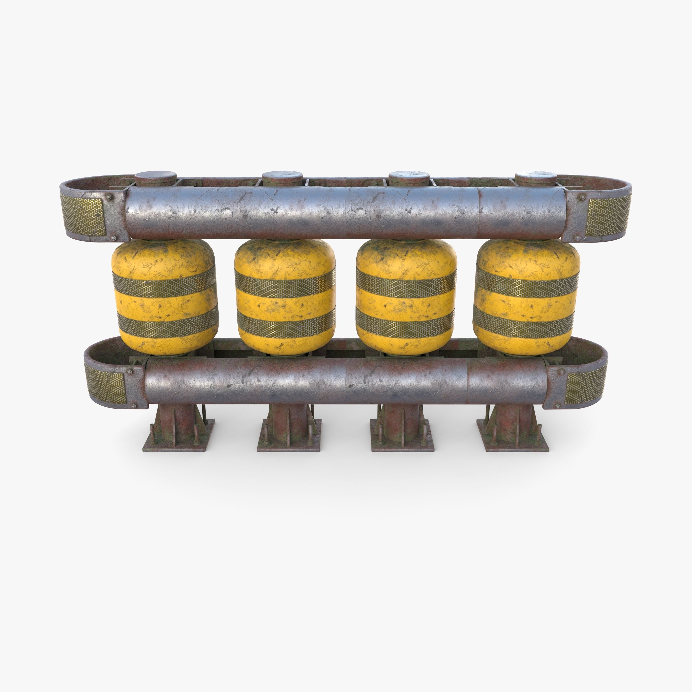 Tileable rolling barrier v2 weathered 3D model_4