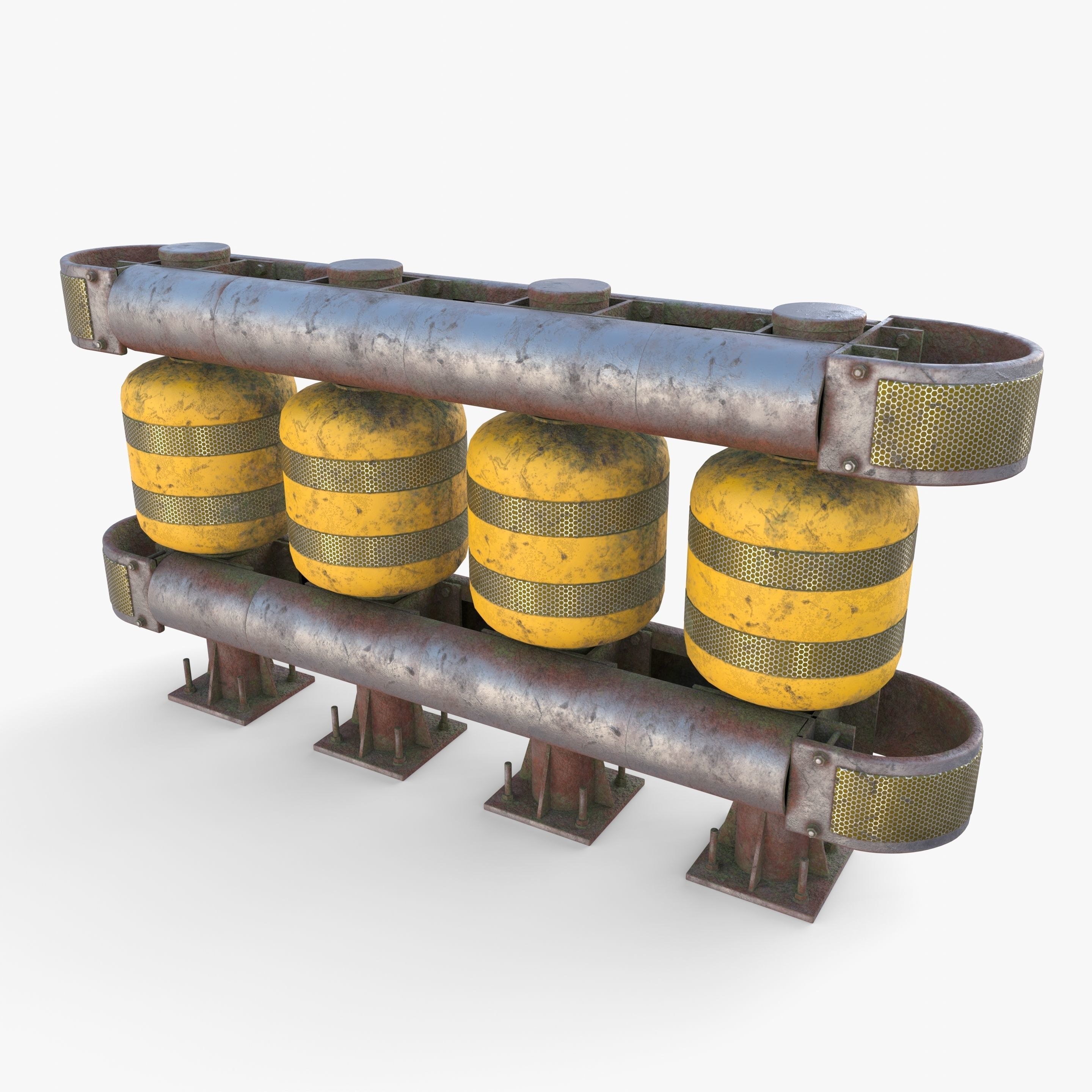 Tileable rolling barrier v2 weathered 3D model_7