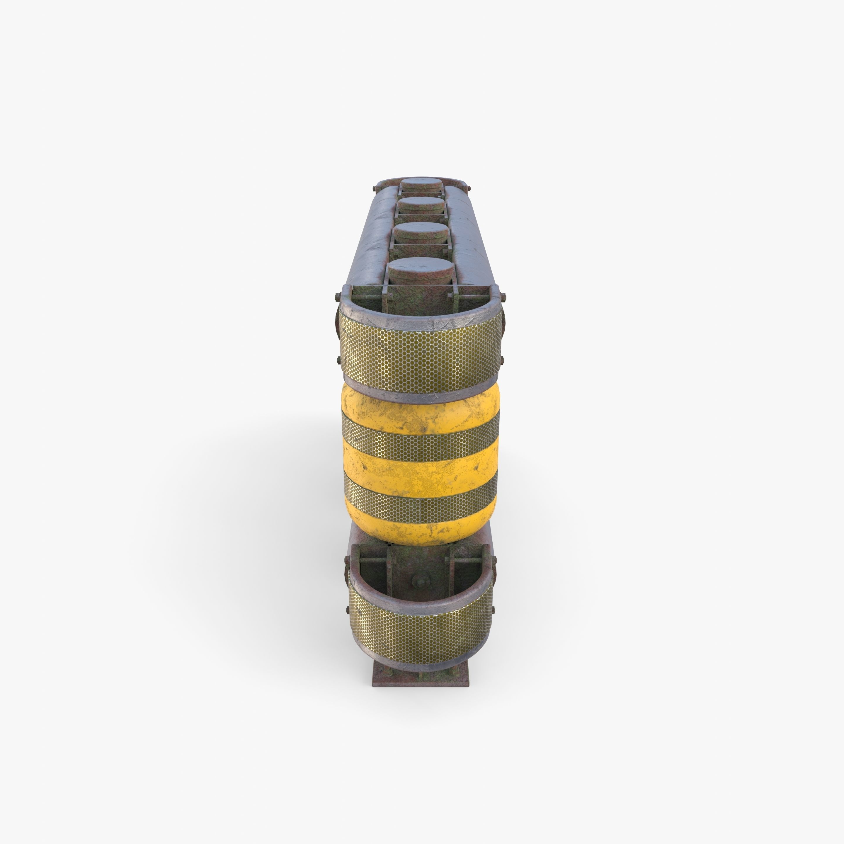 Tileable rolling barrier v2 weathered 3D model_3