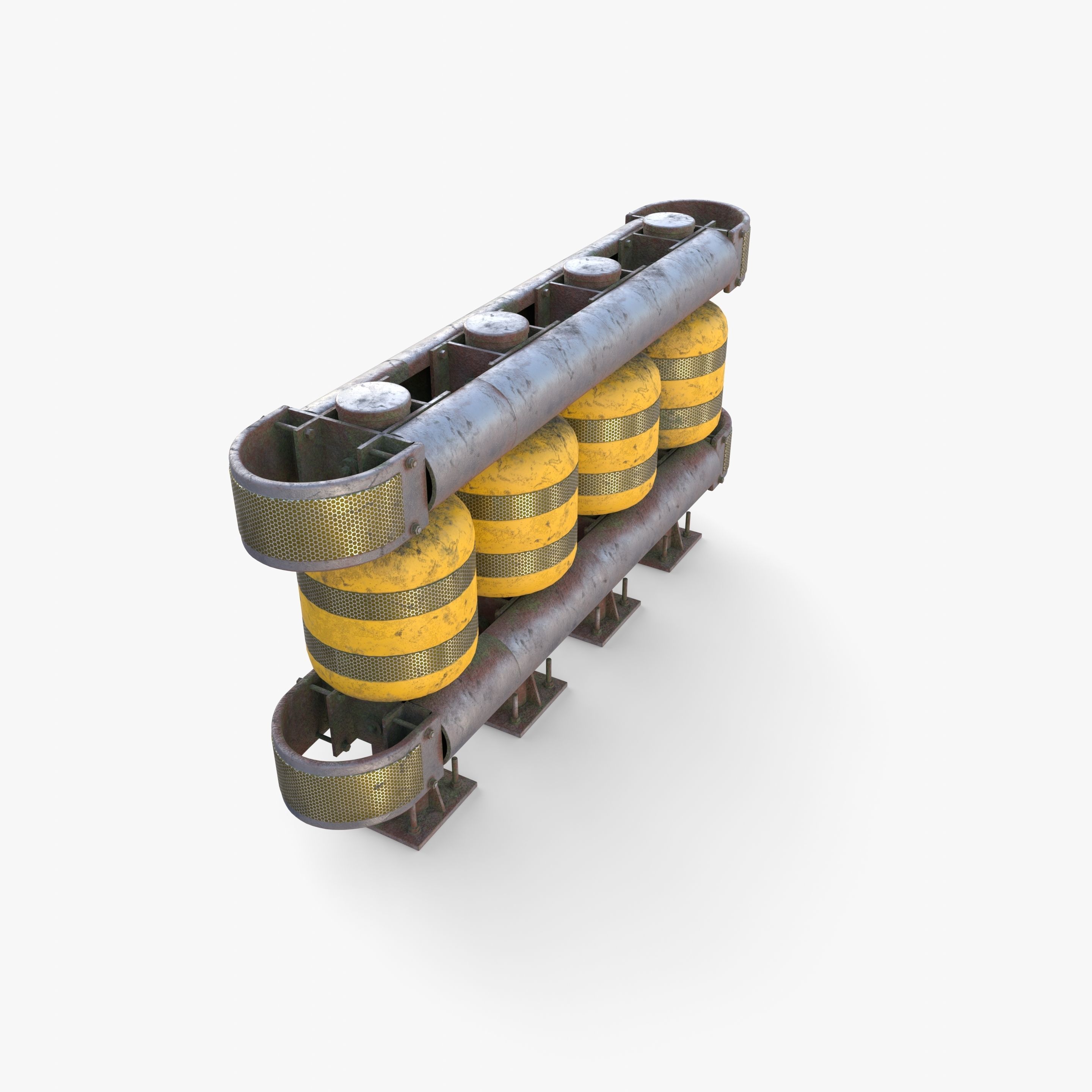 Tileable rolling barrier v2 weathered 3D model_5