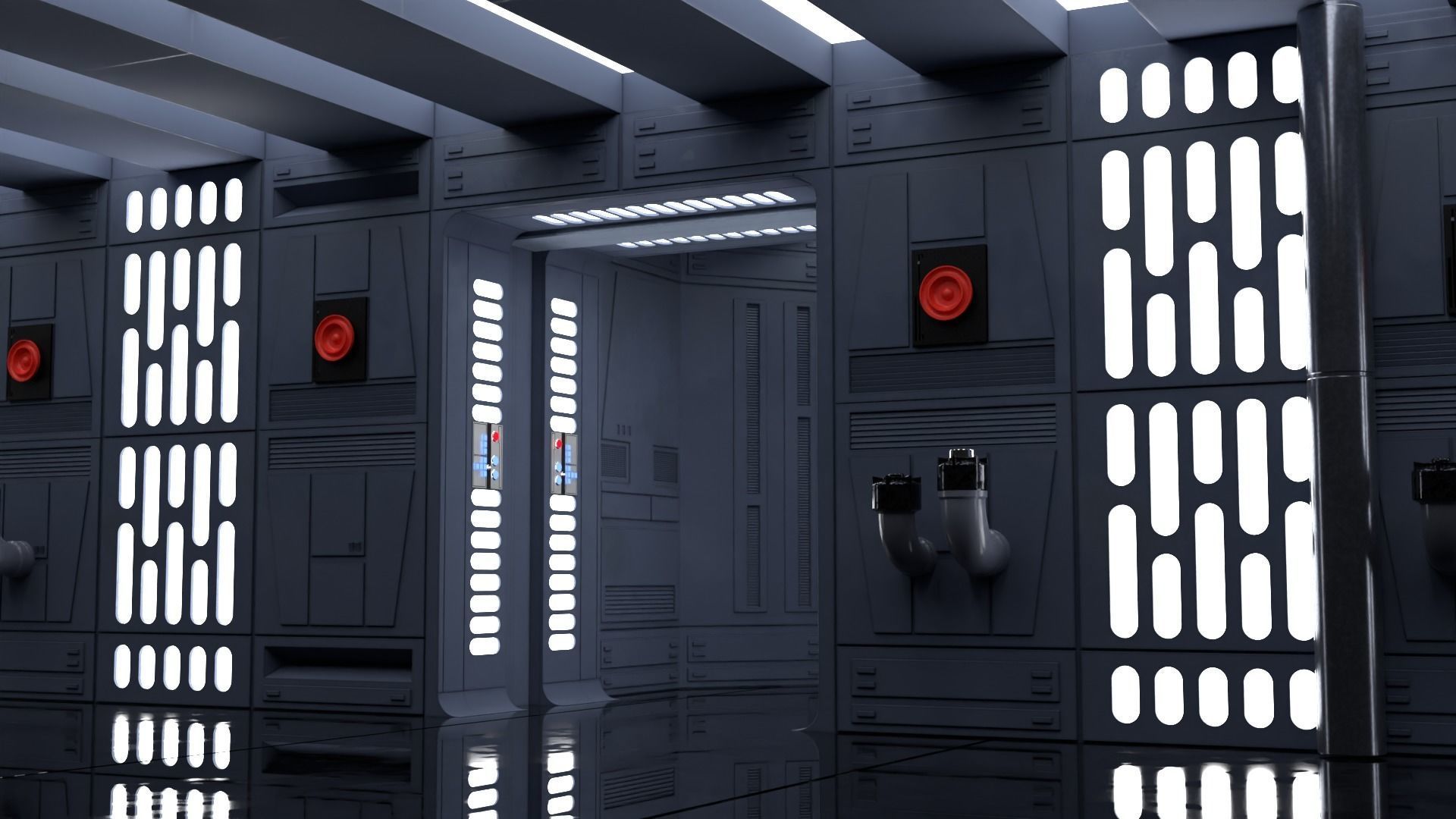 Death Star Wall Panel - A - 1-6 scale Hottoys  Free 3D print model_14