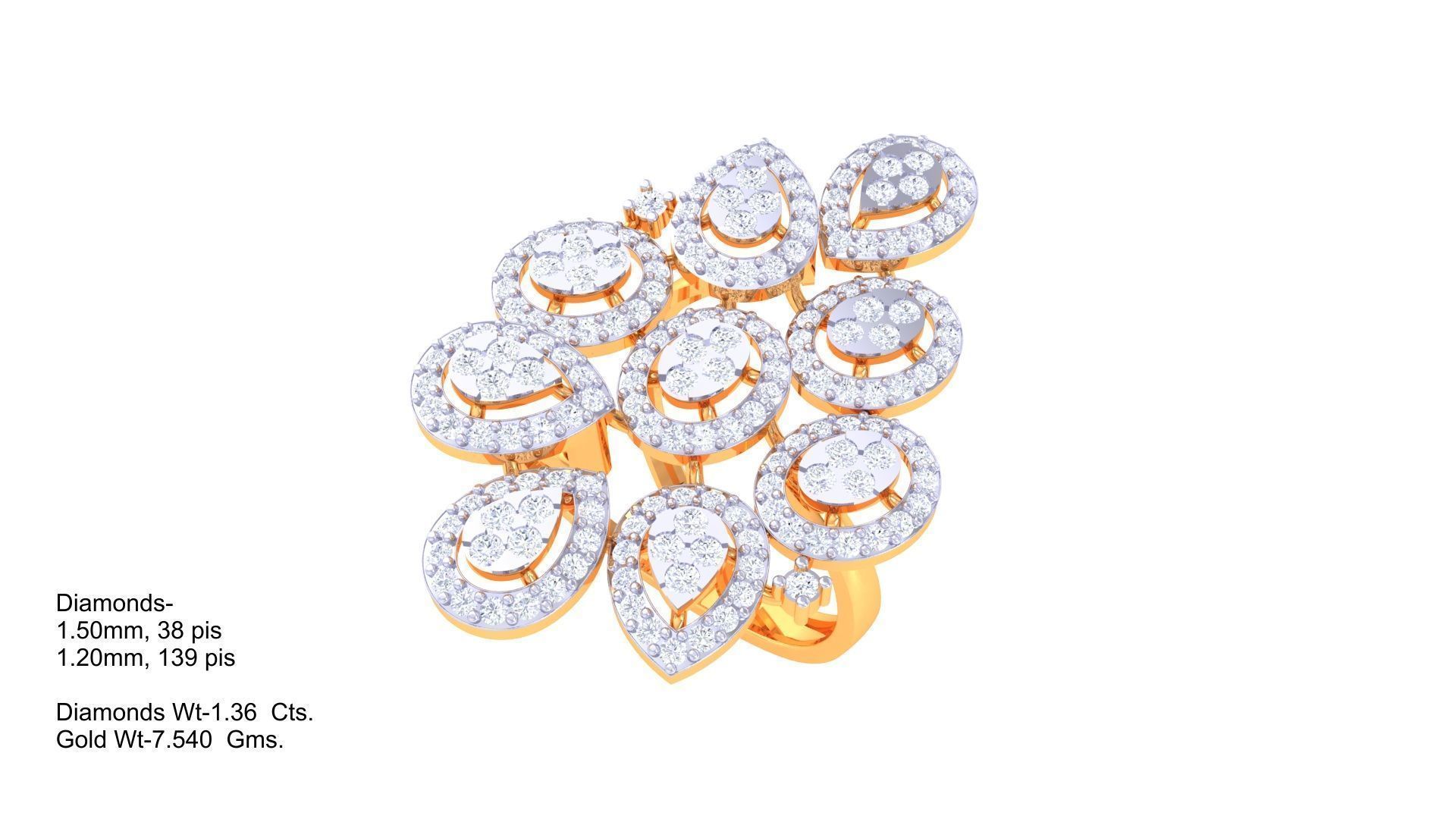 Women Fancy Stylish Flower Ring 3dm STL OBJ FBX Renders Details 3D print model_1