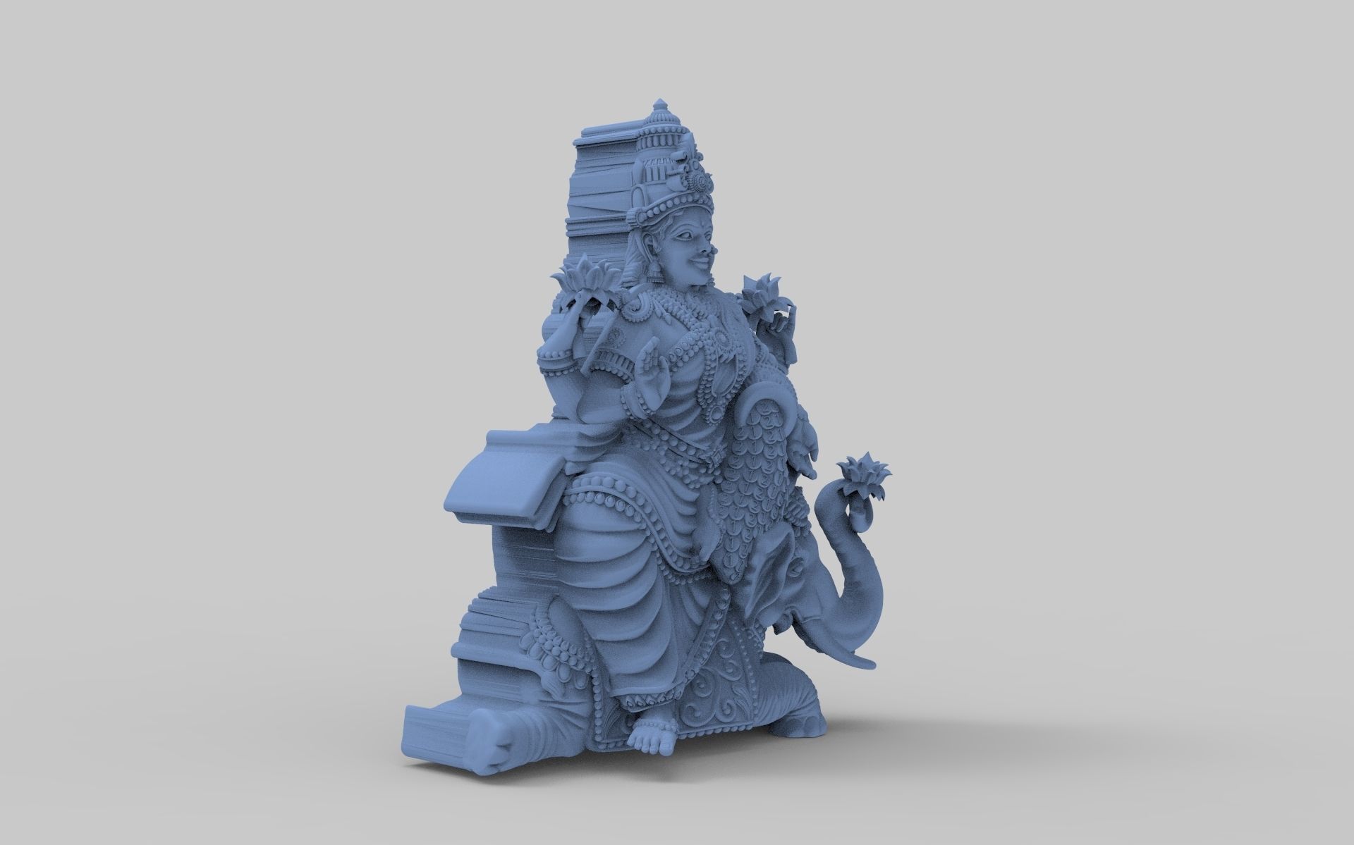 gaja lakshmi hindu god 3D print model_3