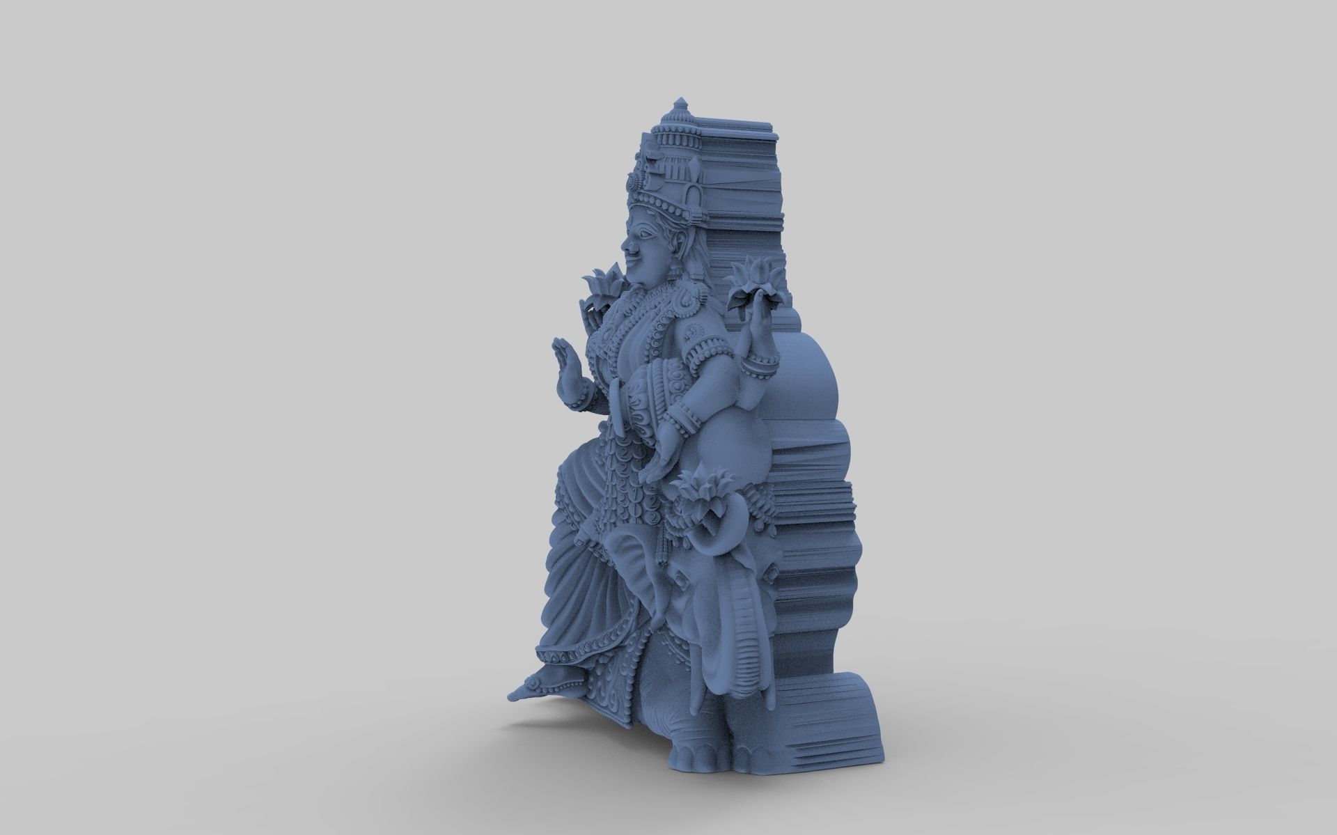 gaja lakshmi hindu god 3D print model_1