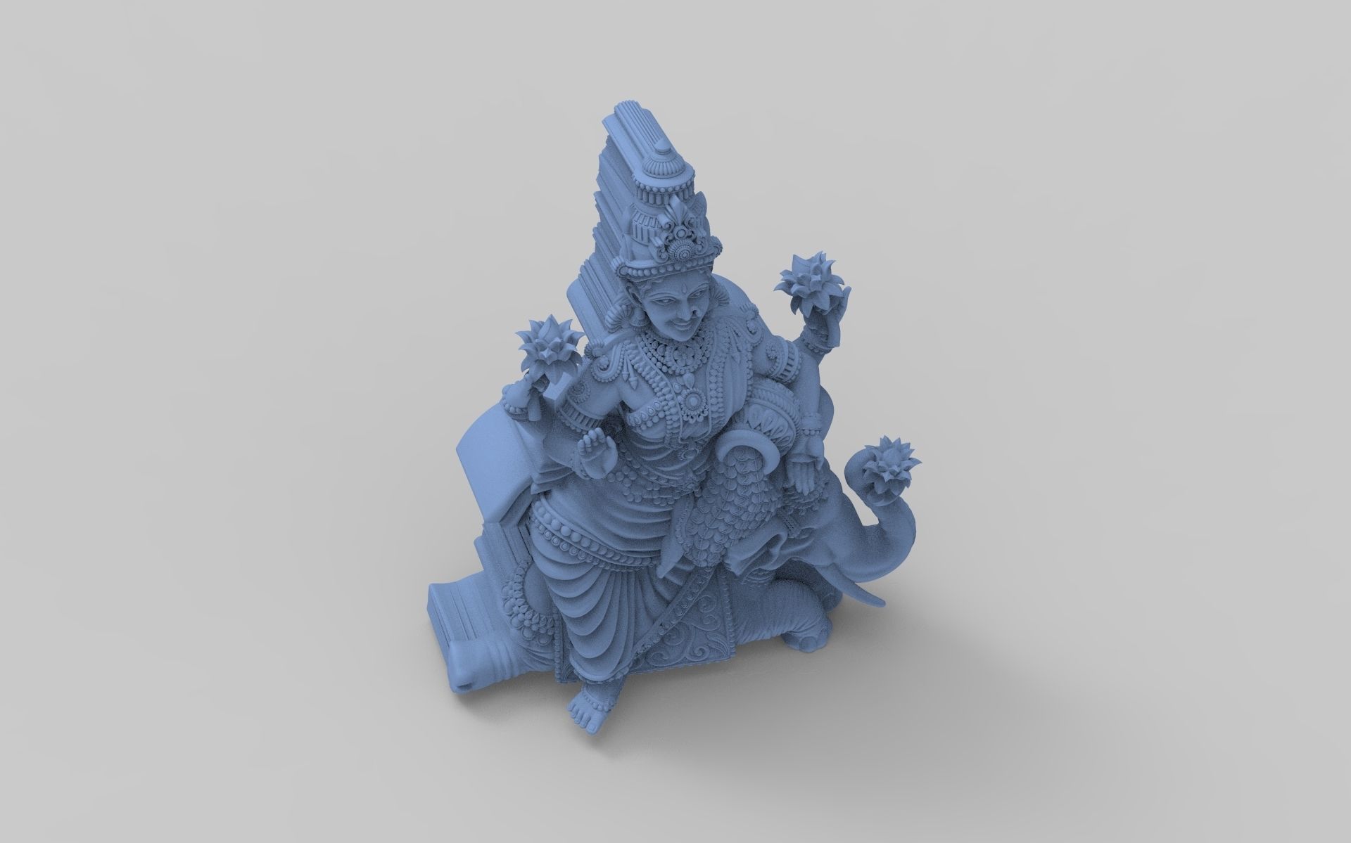 gaja lakshmi hindu god 3D print model_4