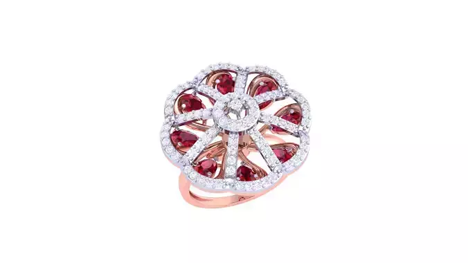 Women Fancy Stylish Flower Ring 3dm STL OBJ FBX Renders Details