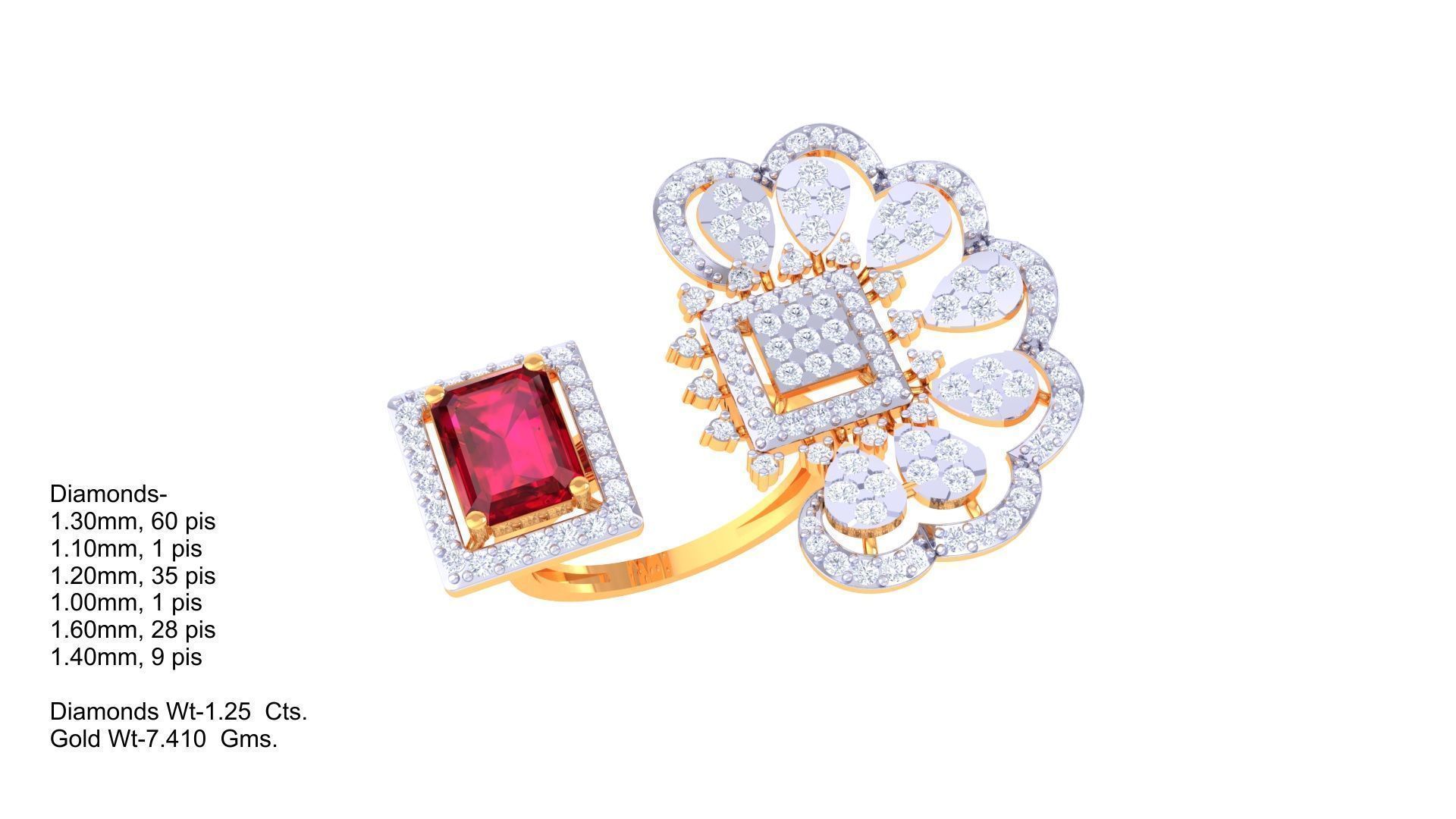 Open End Fancy Stylish Ring 3dm STL OBJ FBX Renders Details 3D print model_1