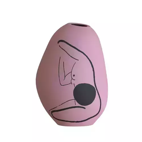 perla vase en gres lavande avec motif by f jacques 3D model