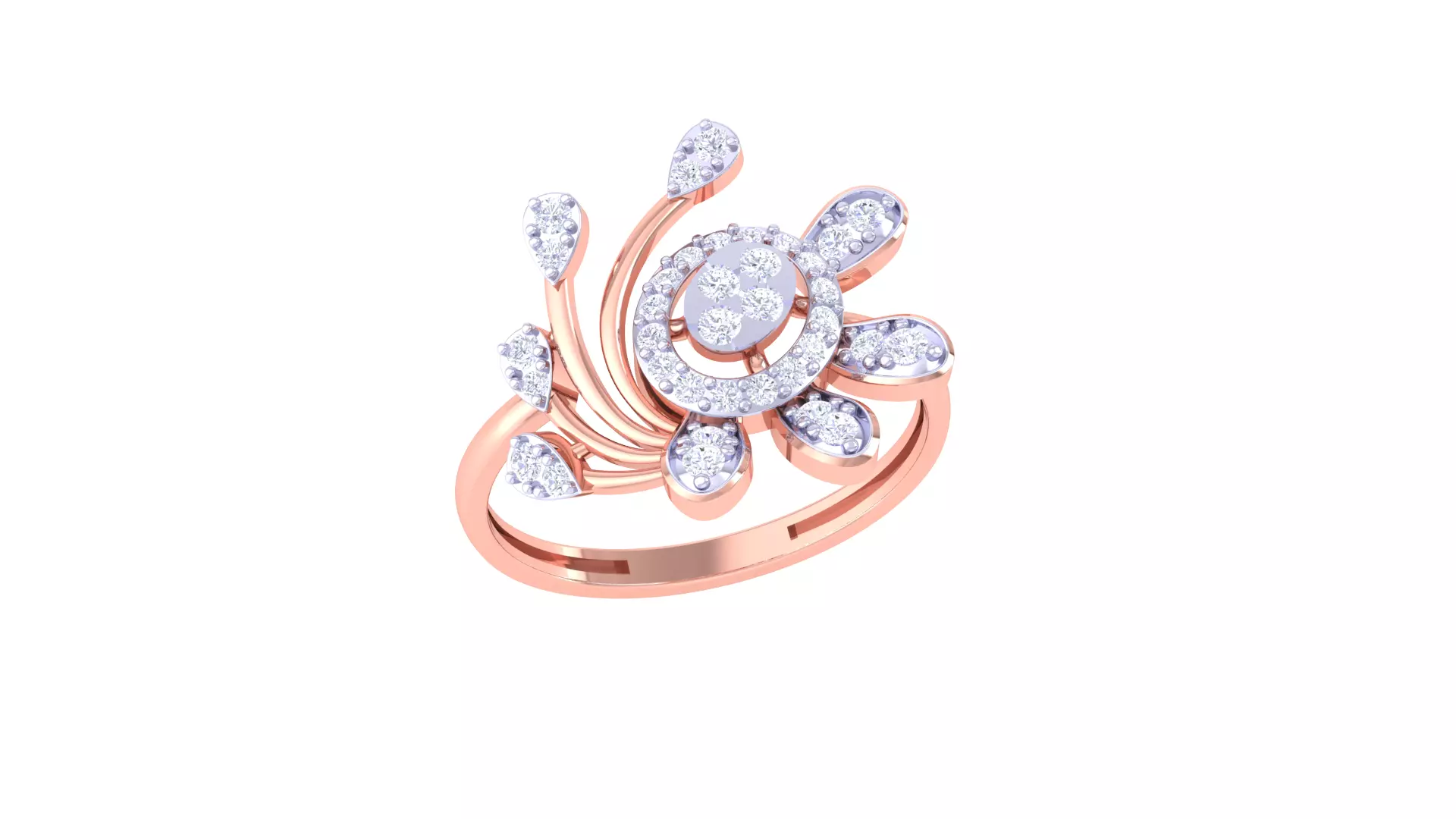 Women Fancy Stylish Flower Ring 3dm STL OBJ FBX Renders Details 3D print model_0