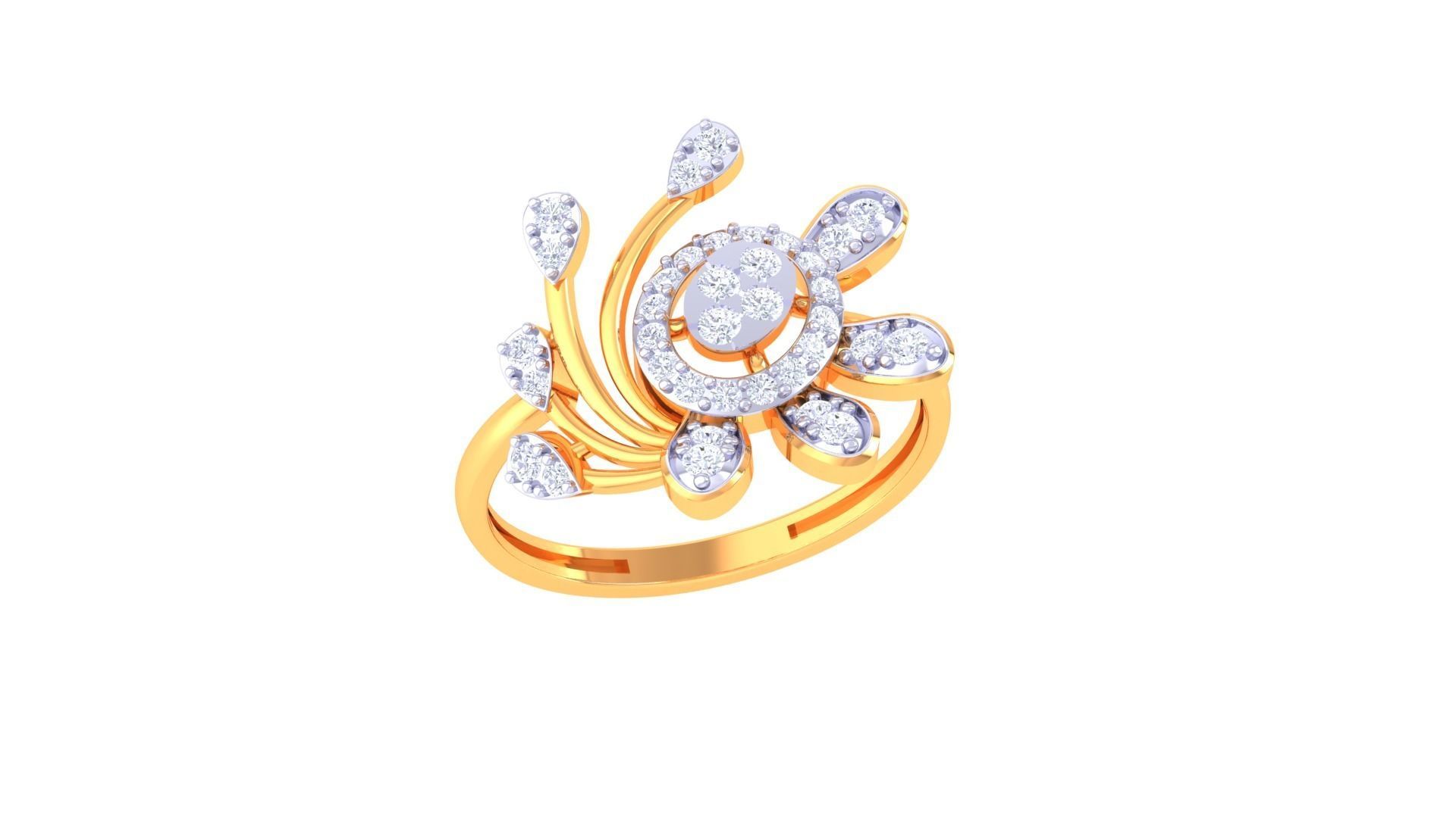 Women Fancy Stylish Flower Ring 3dm STL OBJ FBX Renders Details 3D print model_2