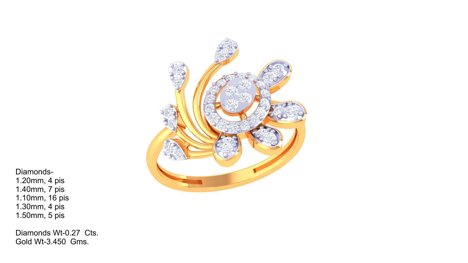 Women Fancy Stylish Flower Ring 3dm STL OBJ FBX Renders Details 3D print model_1