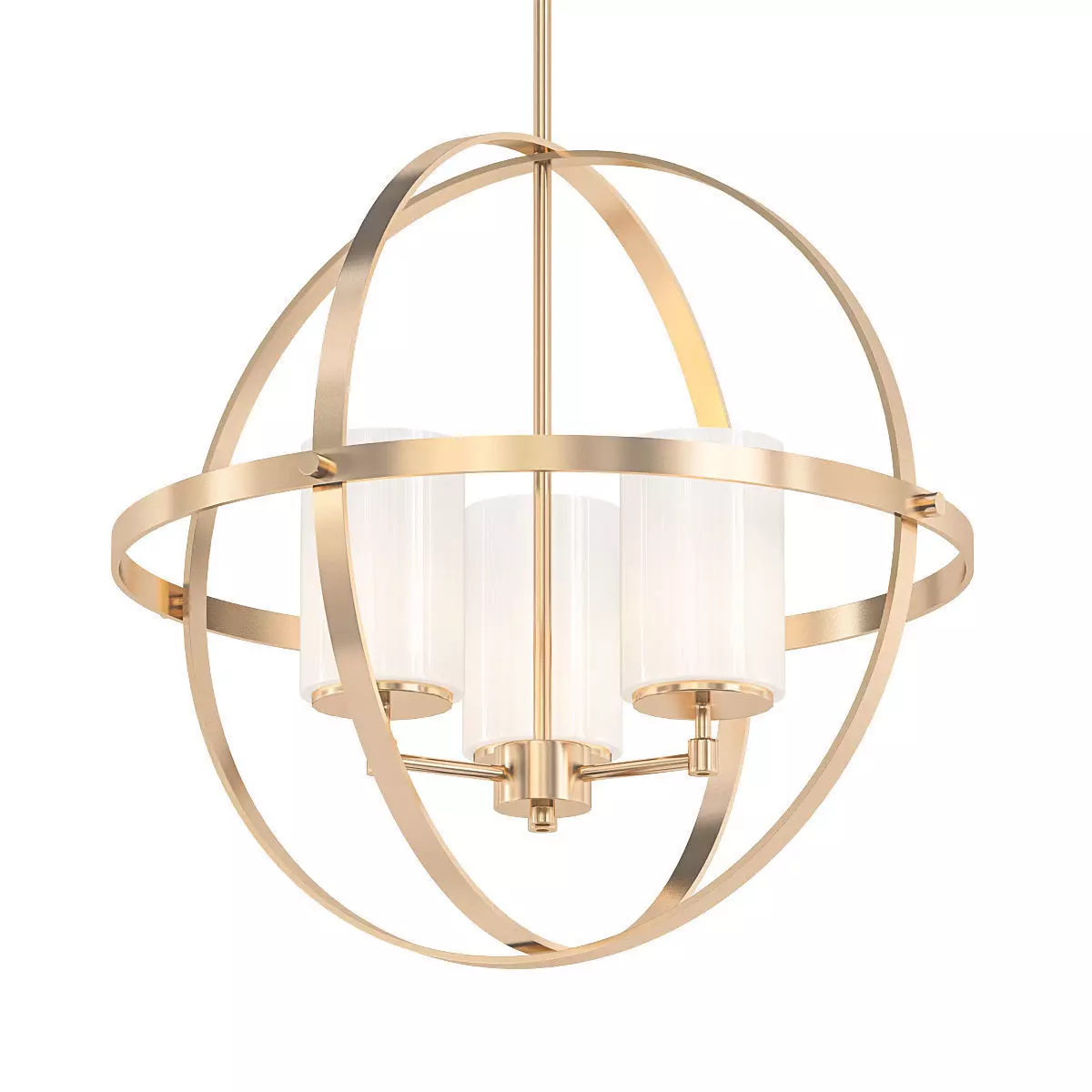 ALTURAS three light chandelier in brass with frosted glass 3D model_0