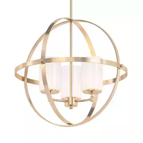 ALTURAS three light chandelier in brass with frosted glass