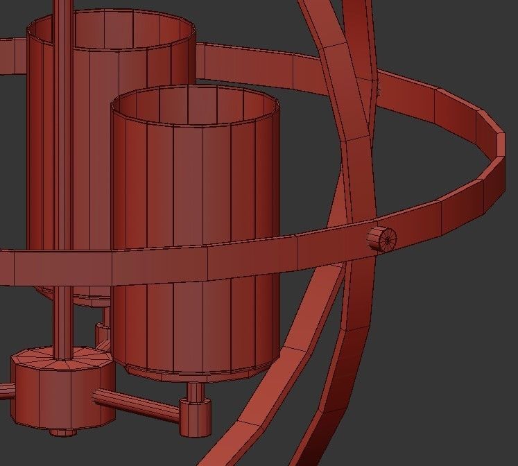 ALTURAS three light chandelier in brass with frosted glass 3D model_3