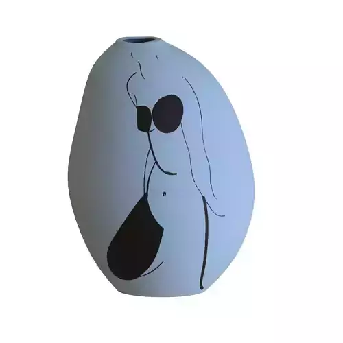 perla vase en gres bleu avec motif by f jacques 3D model