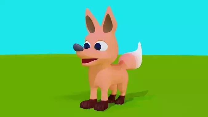 Stylized Cartoon Low poly Fox