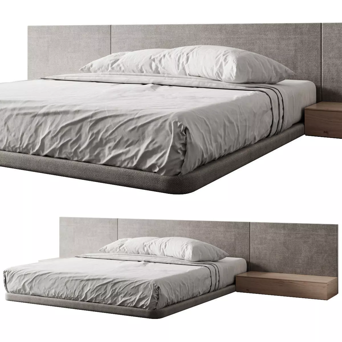 Bed 4 king size frame with headboard and footboard 3D model_0