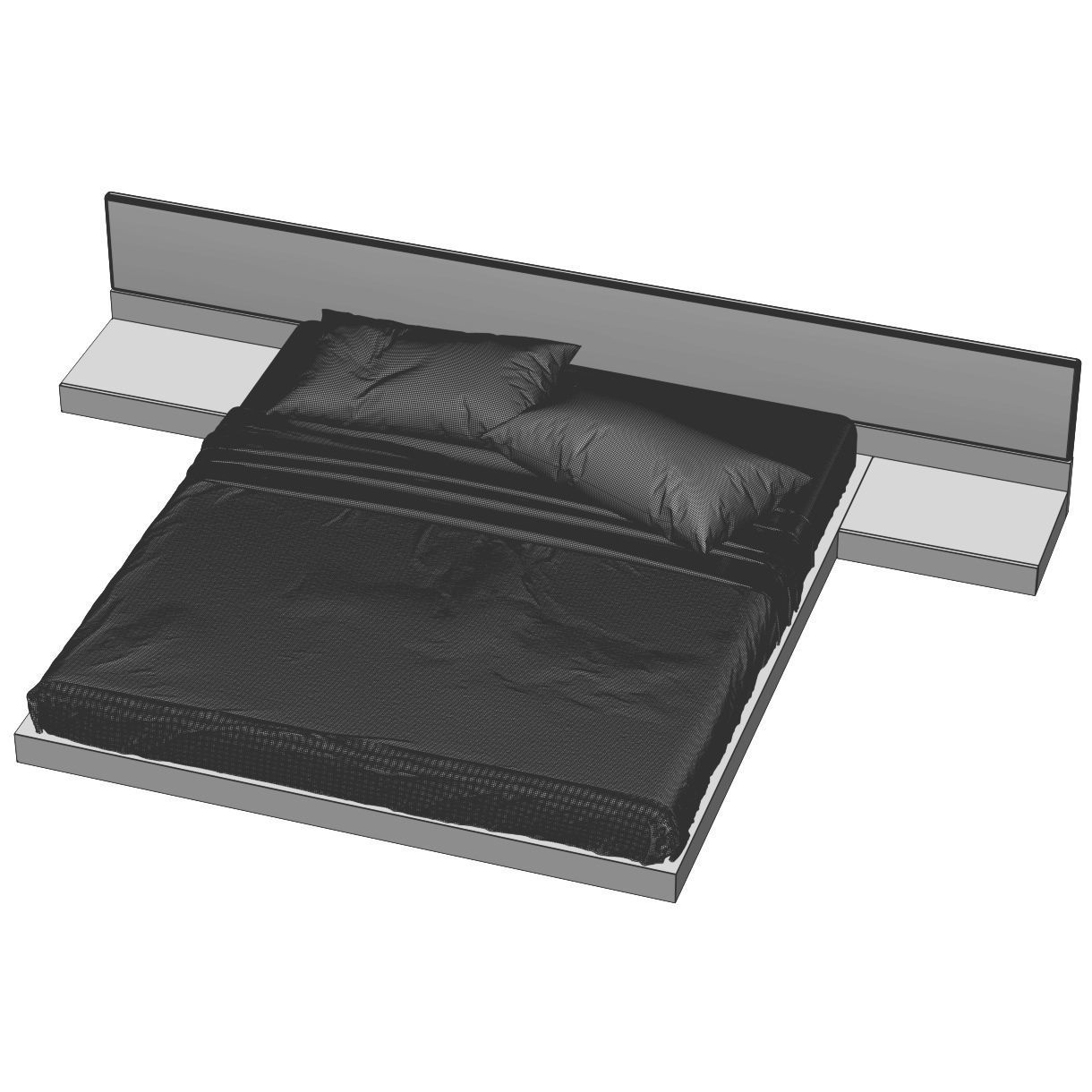 Bed 4 king size frame with headboard and footboard 3D model_4