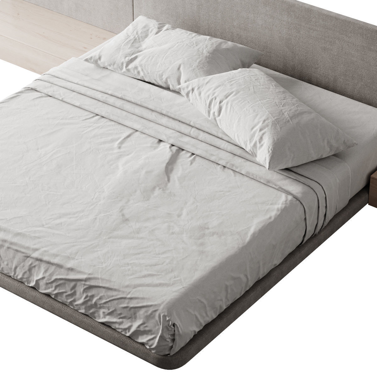 Bed 4 king size frame with headboard and footboard 3D model_2