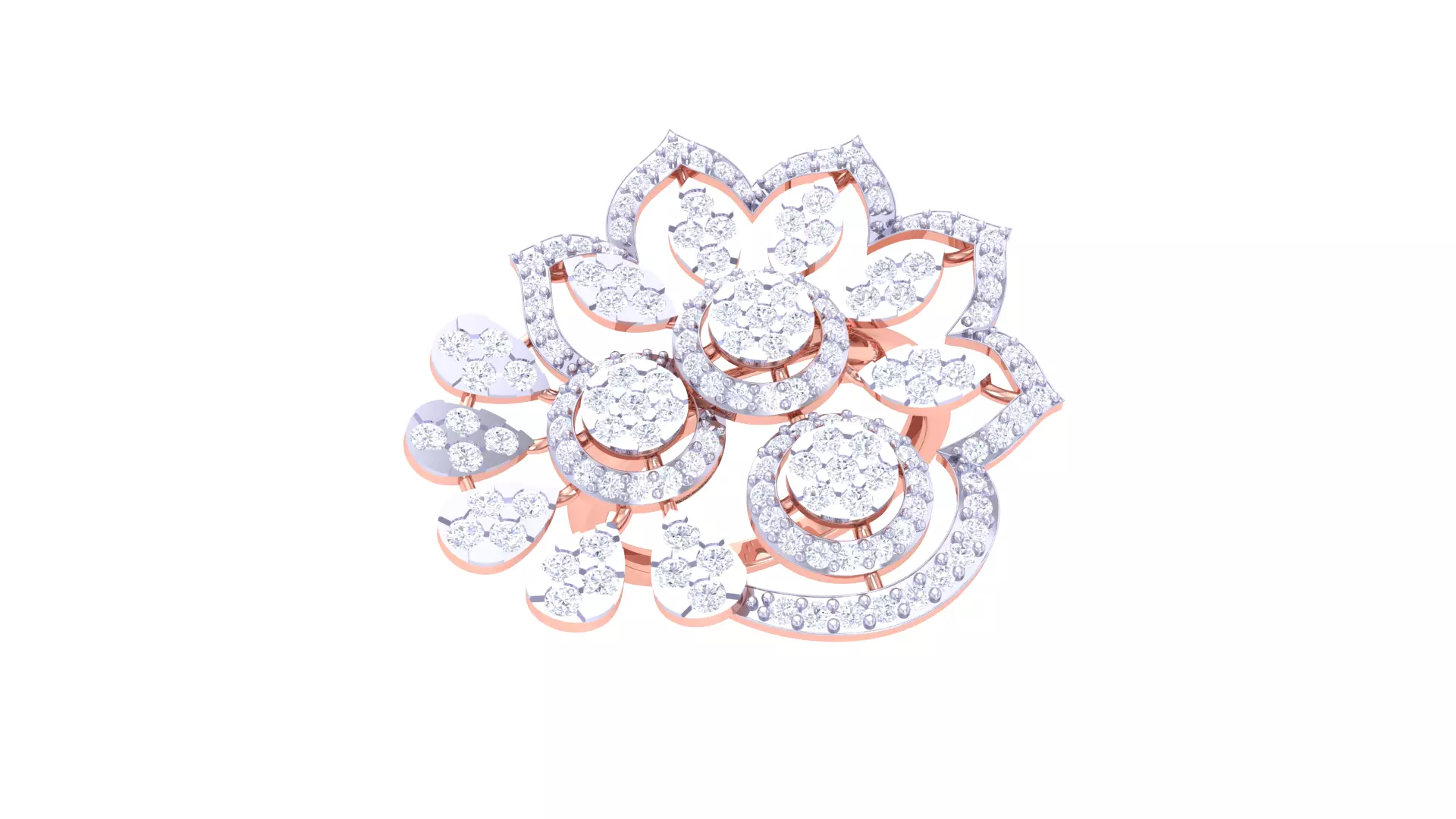 Women Fancy Stylish Flower Ring 3dm STL OBJ FBX Renders Details 3D print model_0