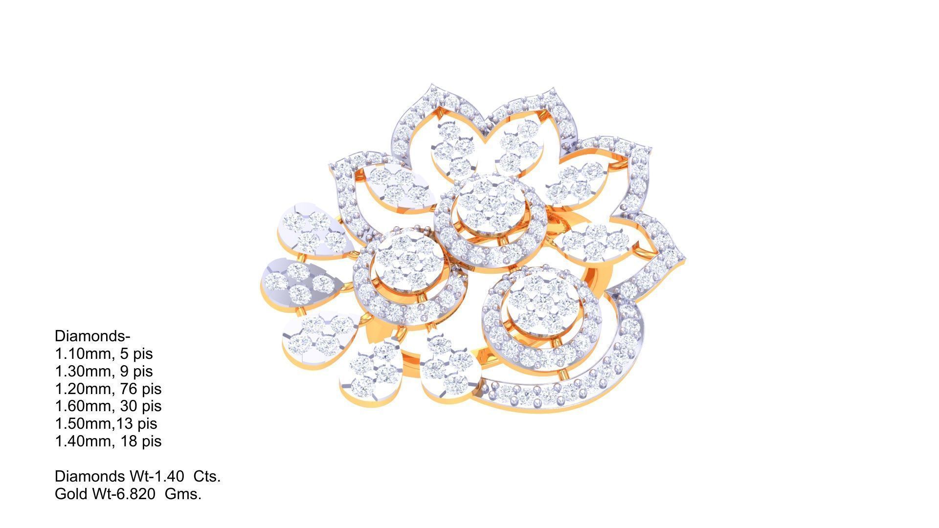 Women Fancy Stylish Flower Ring 3dm STL OBJ FBX Renders Details 3D print model_1