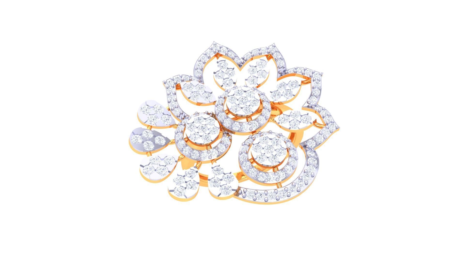 Women Fancy Stylish Flower Ring 3dm STL OBJ FBX Renders Details 3D print model_2