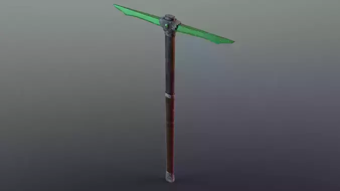 Pickaxe - Emerald Low-poly 3D model