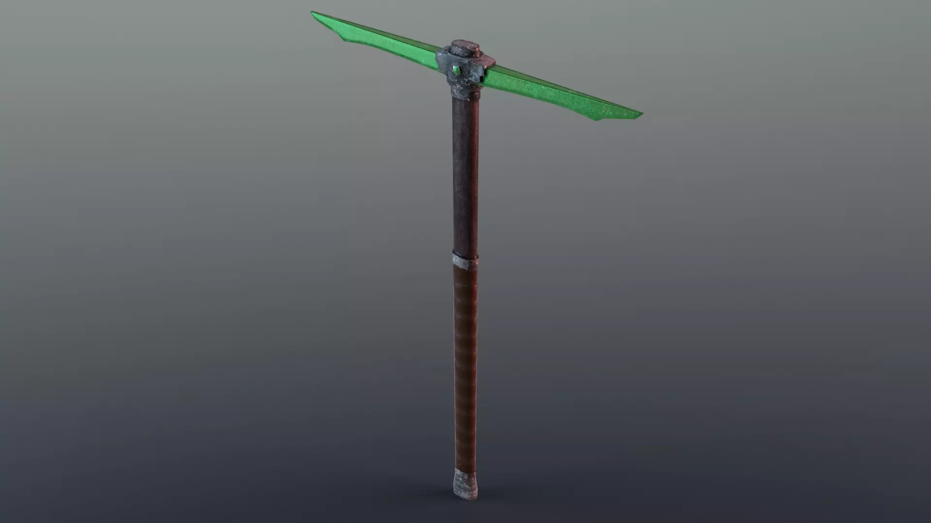 Pickaxe - Emerald Low-poly 3D model