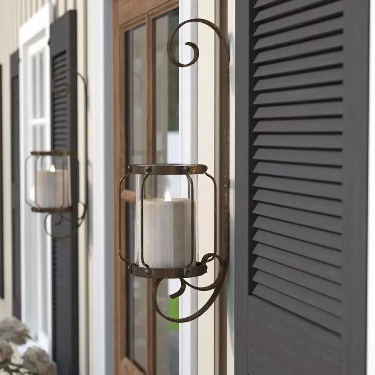 Tall Iron and Glass Wall Sconce 3D model_0