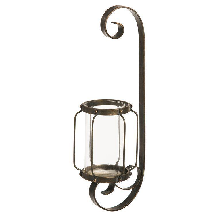Tall Iron and Glass Wall Sconce 3D model_1